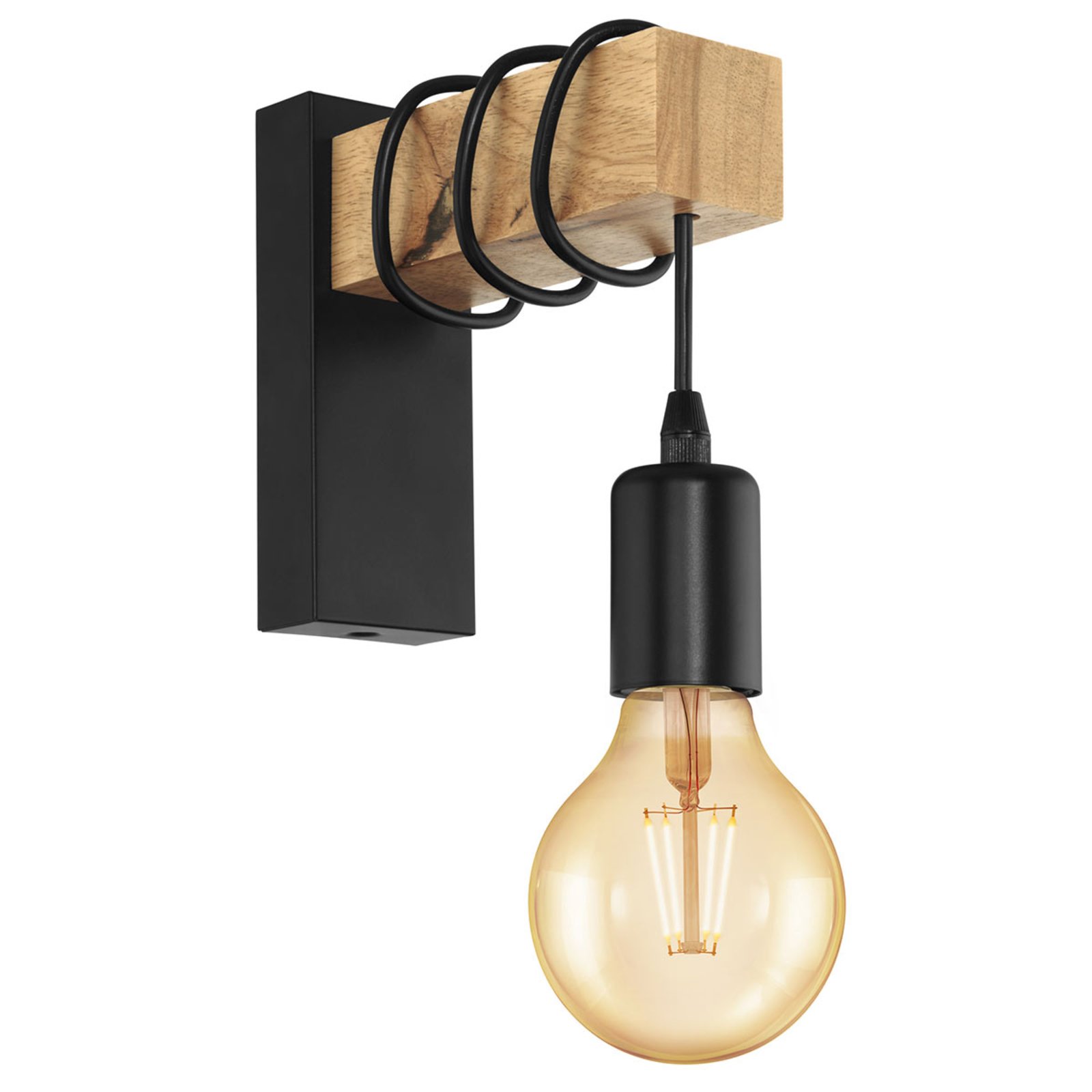 Compra Lámpara de pared Townshend con elemento de madera Lampara.es