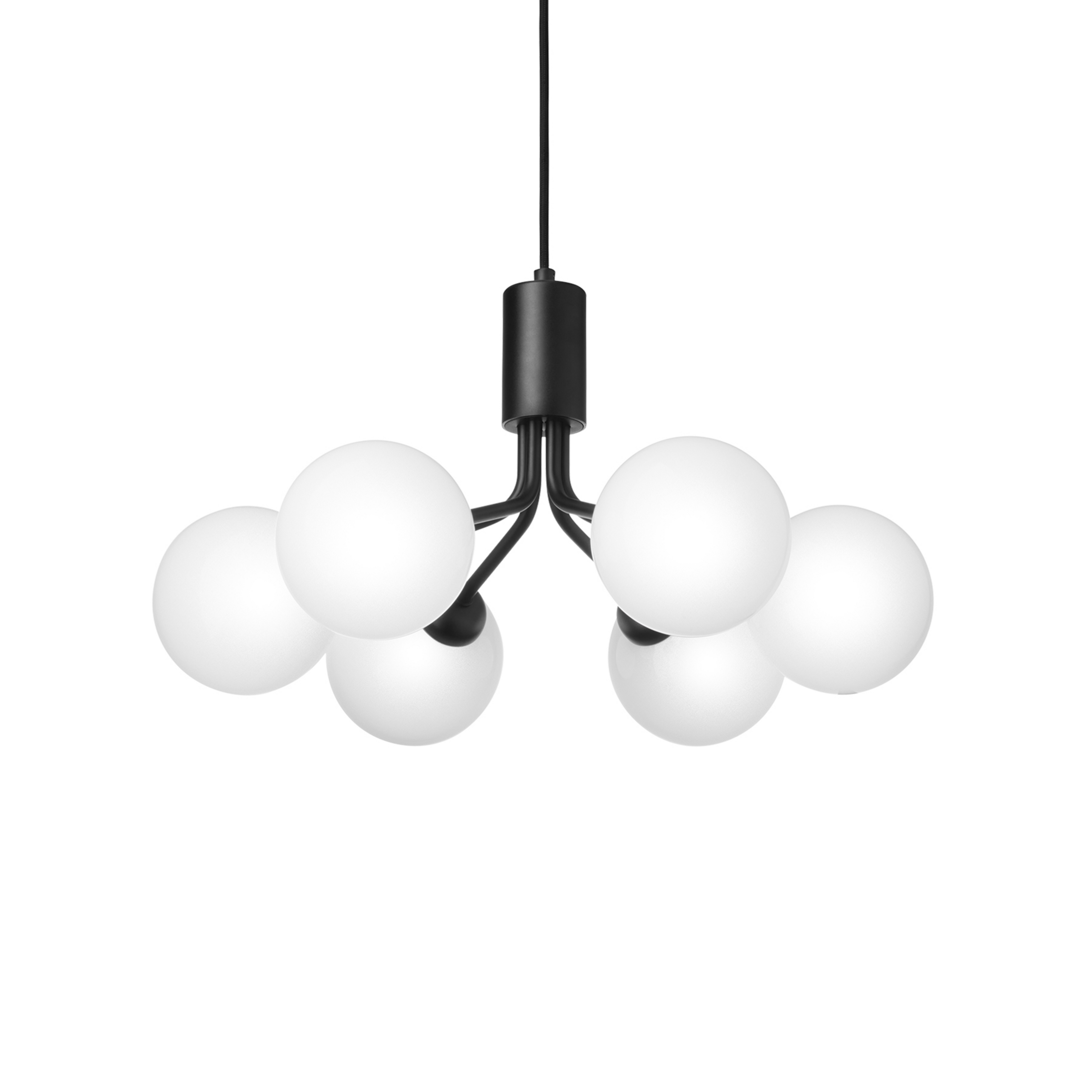 Apiales 6 hanglamp, zwart/opaal, Ø 50 cm - Nuura