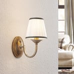 Lindby wall light Lumiel, cream/brass, textile, 27cm