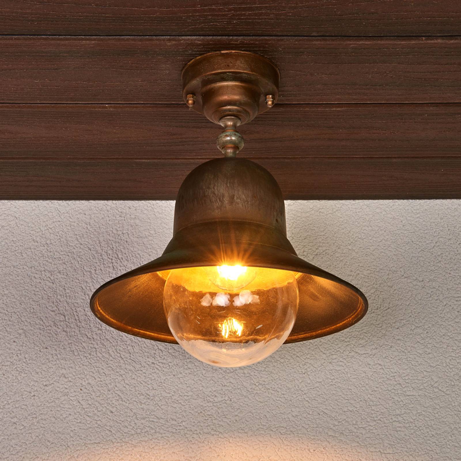 Mosiężna lampa sufitowa Marquesa do zastosowań zewnętrznych