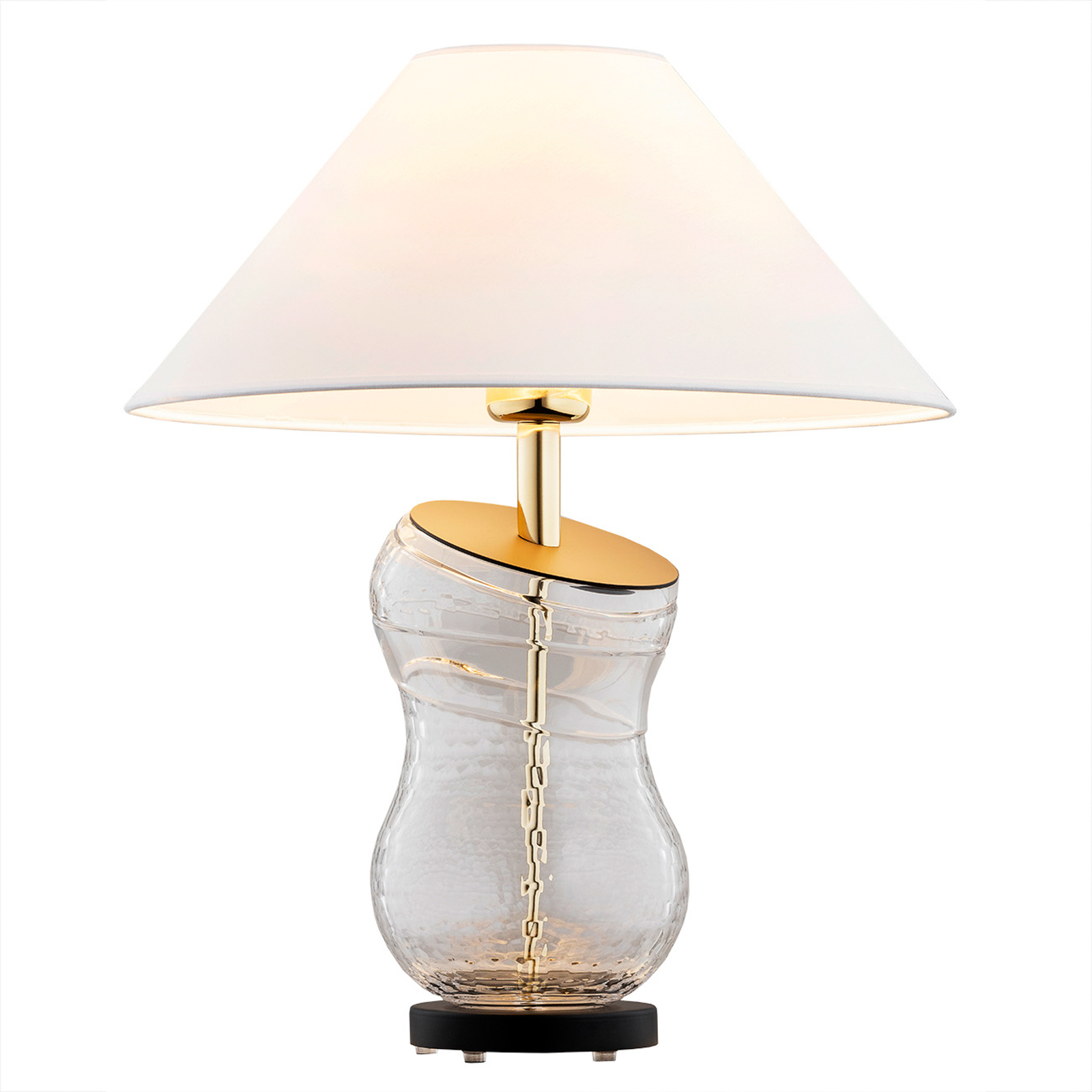 Настолна лампа Veneto с текстилен абажур в бяло