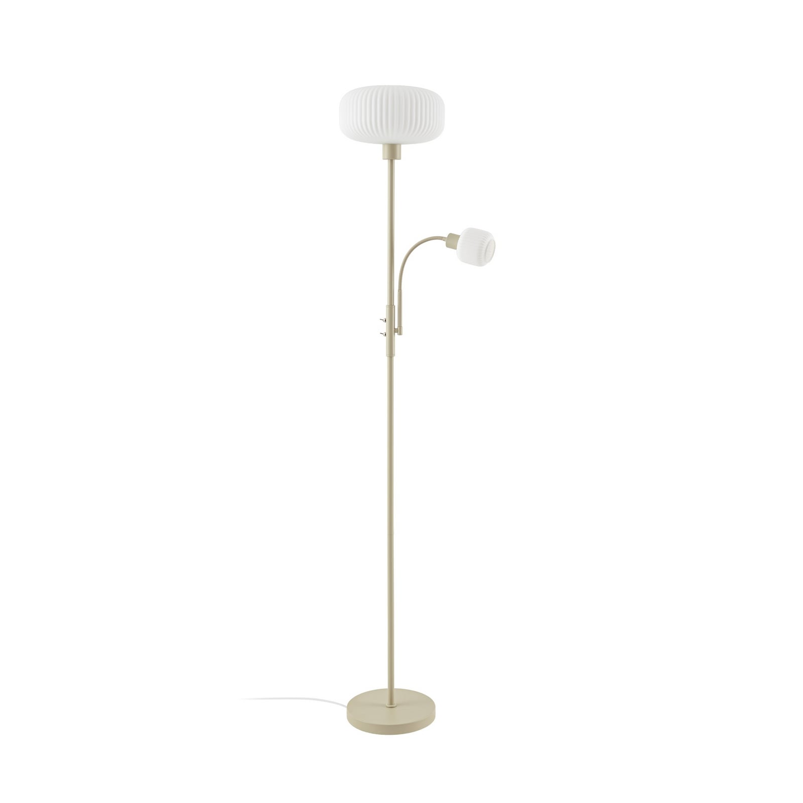Lindby gulvlampe Ingrid, beige/hvid, 175 cm, læselampe Lindby gulvlampe Ingrid, beige/hvid, 175 cm, læselampe