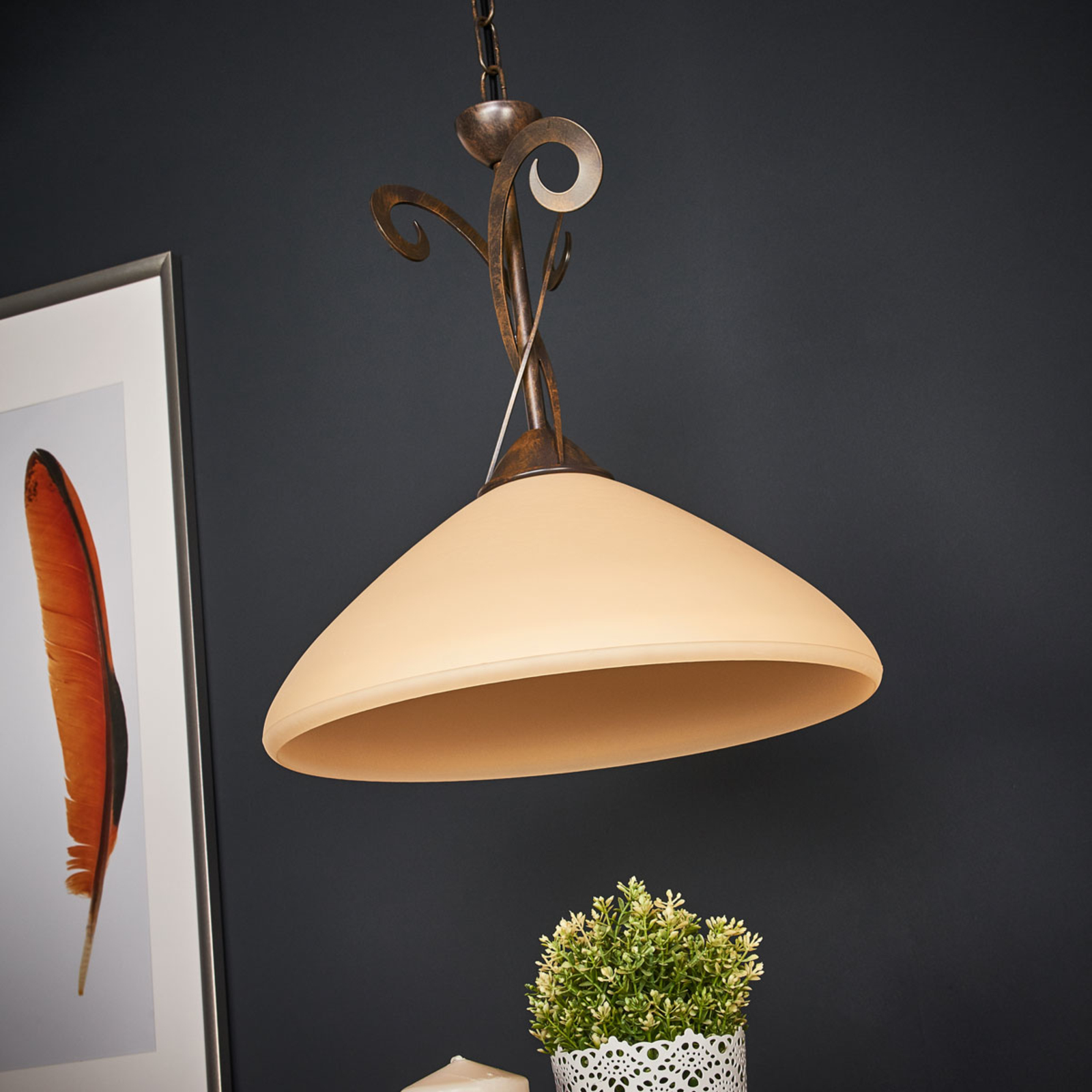 Country house style hanging light Luca, one-bulb