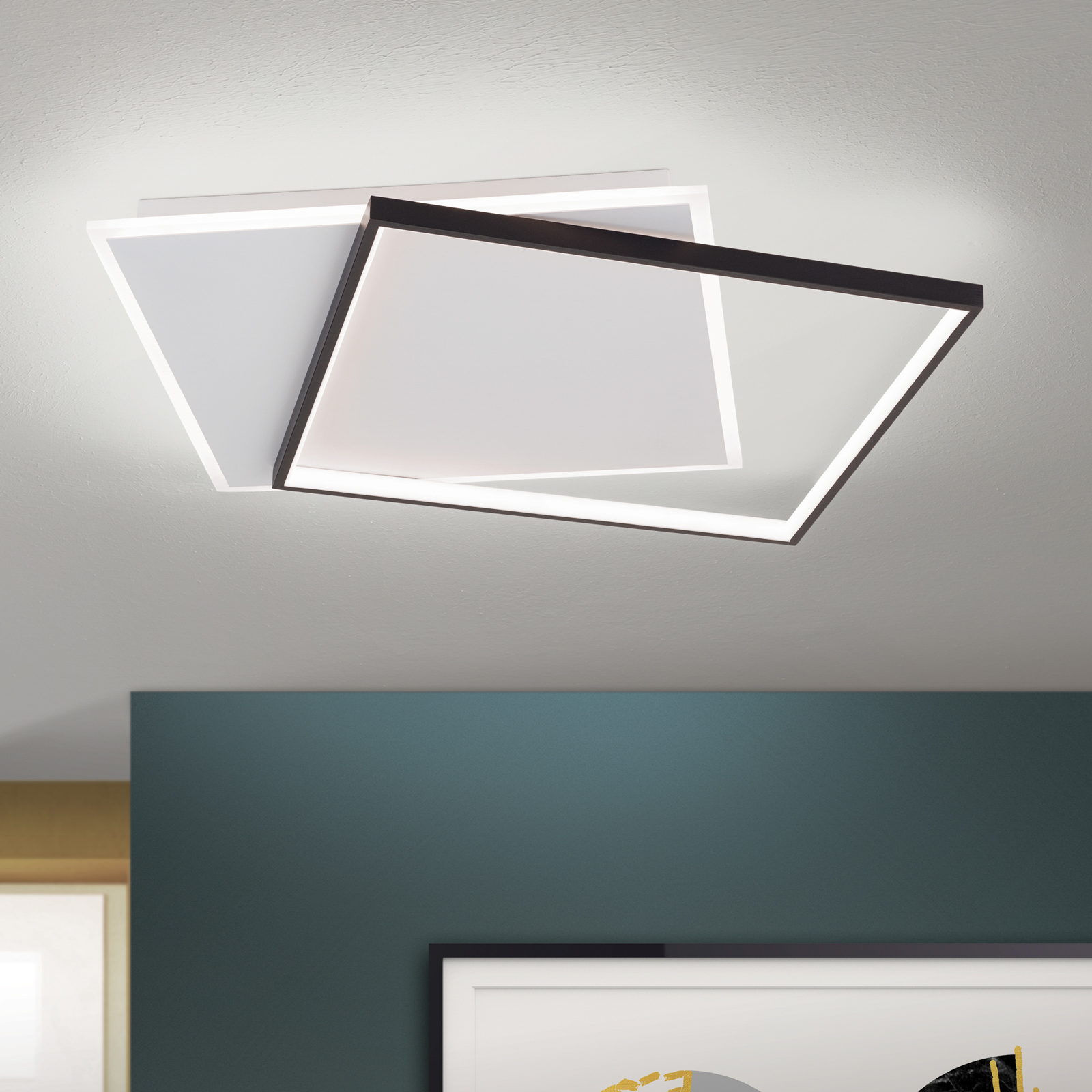 LED mennyezeti lámpa Emanuel, fehér/fekete