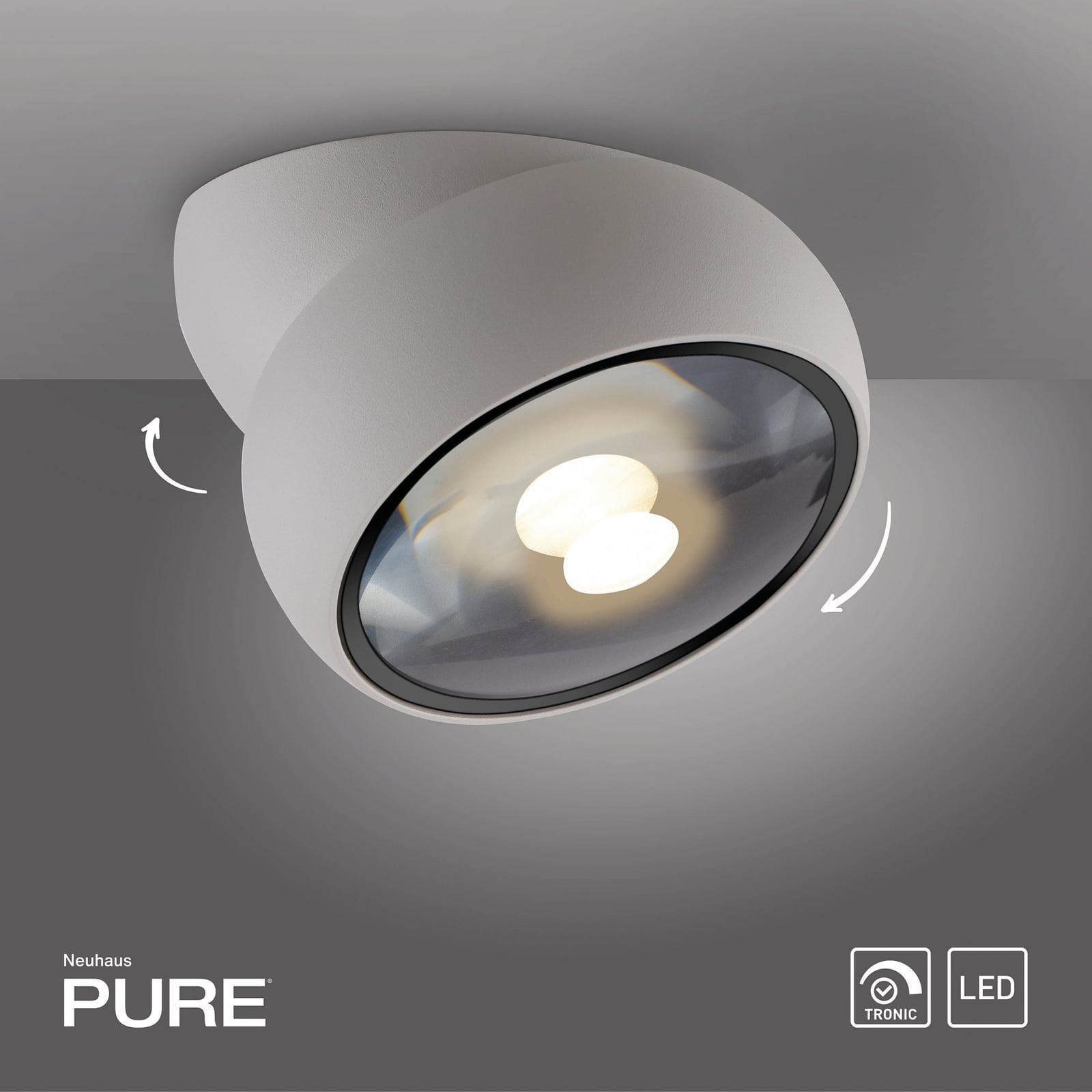 LED-Deckenspot PURE Move, weiß, Ø 12 cm, Metall/Glas LED-Deckenspot PURE Move, weiß, Ø 12 cm, Metall/Glas