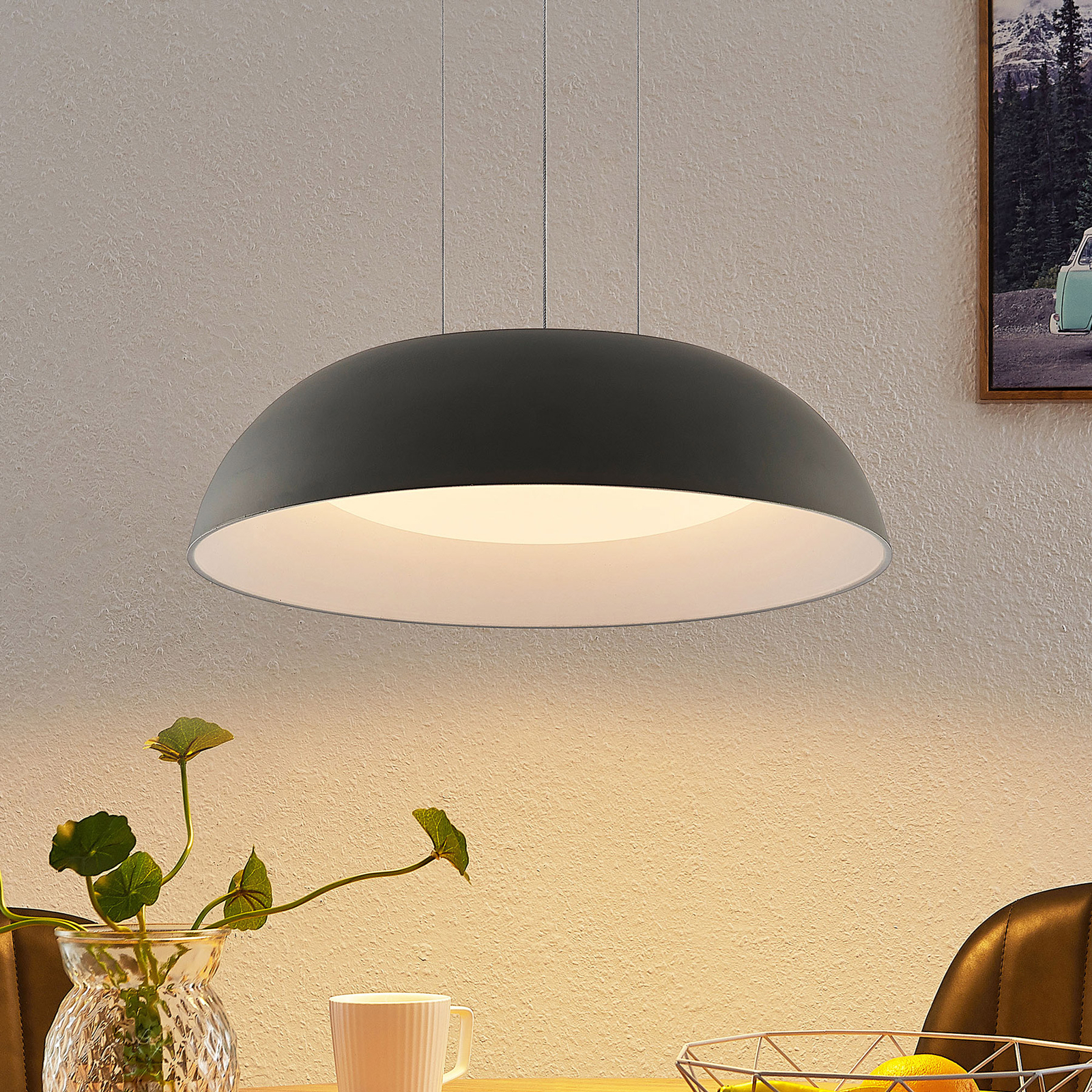 Lindby Juliven LED hanging light, grey, 50 cm