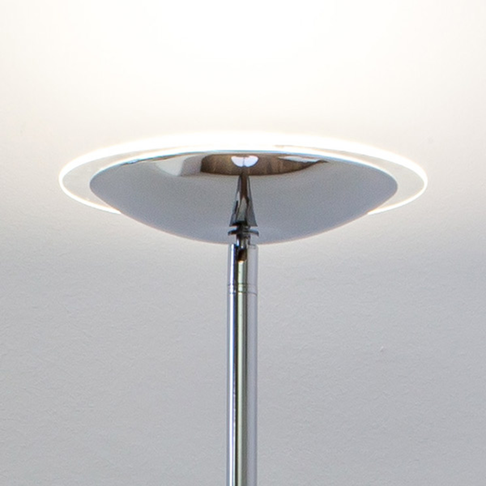 Lindby Glossy chrome LED uplighter Malea, for Living / Dining Room, metal, glass, 24 W, energy efficiency: A+, H: 180 cm