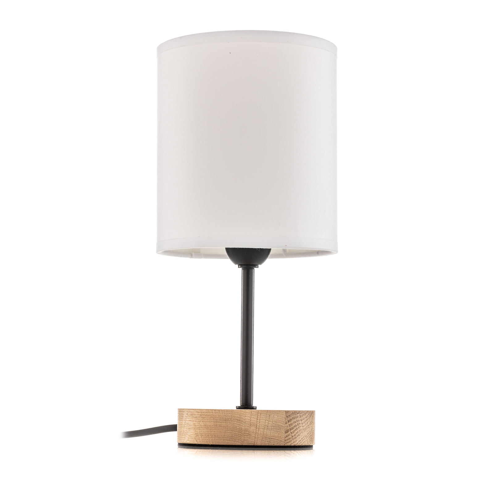 Corralee table lamp, wood, white fabric lampshade