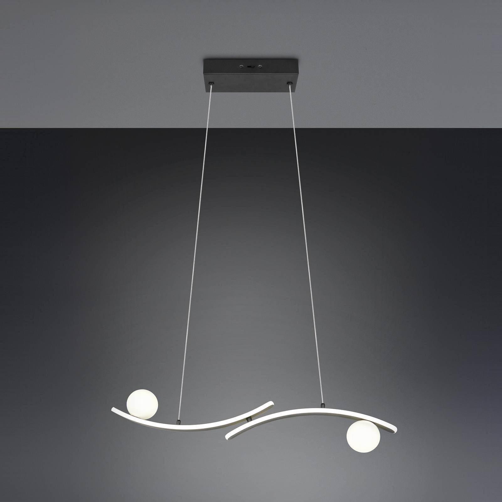 Trio Lighting LED hanglamp Napoli, matzwart, lengte 82 cm, metaal