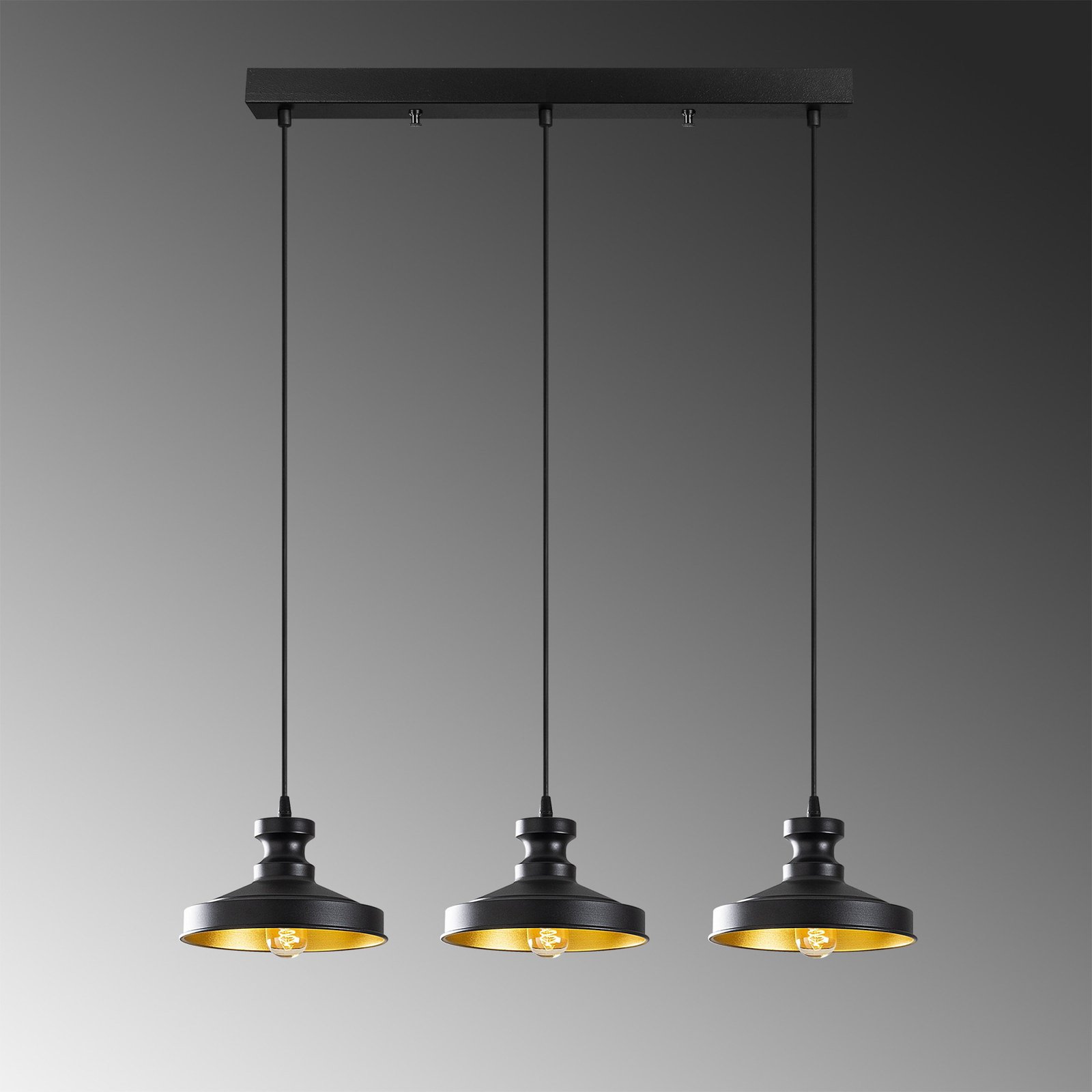 Hanglamp Berceste 182-S1 3-lamps zwart/goud