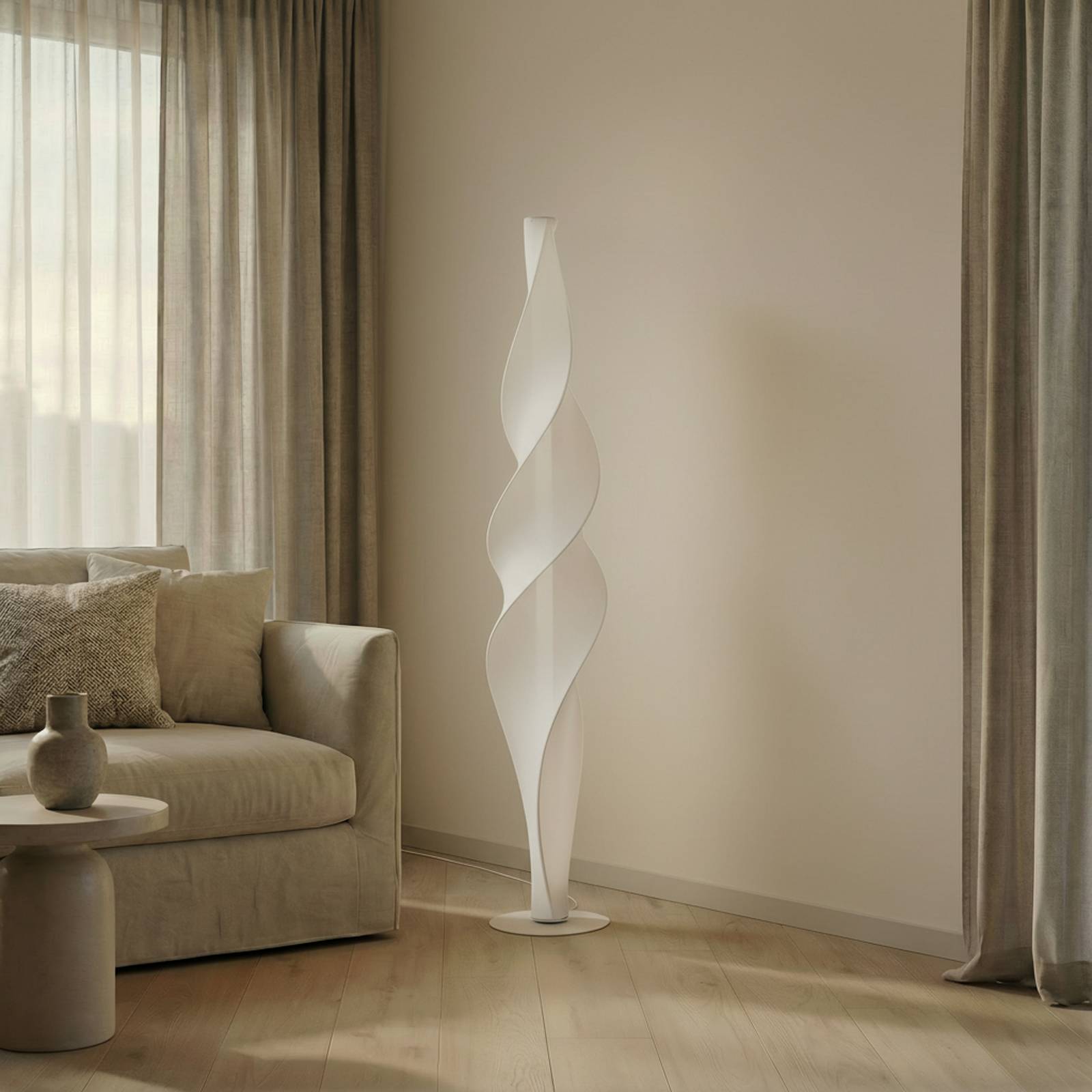 Lampa stojąca LED Lucande Novelle, biała, CCT, wysokość 137 cm