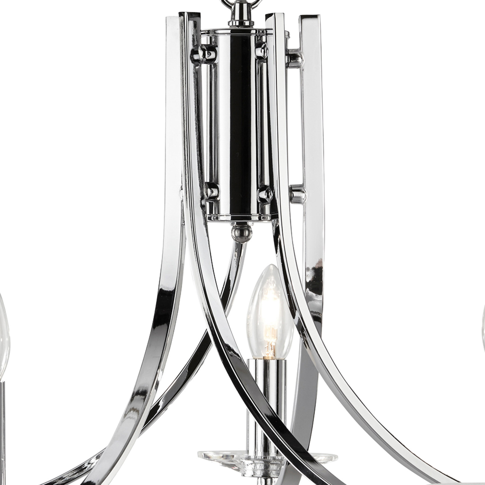 Elegante lámpara colgante Ascona, 5 brazos, cromo
