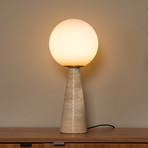 lampe de table Evin, couleur crème, hauteur 46 cm, pierre/verre