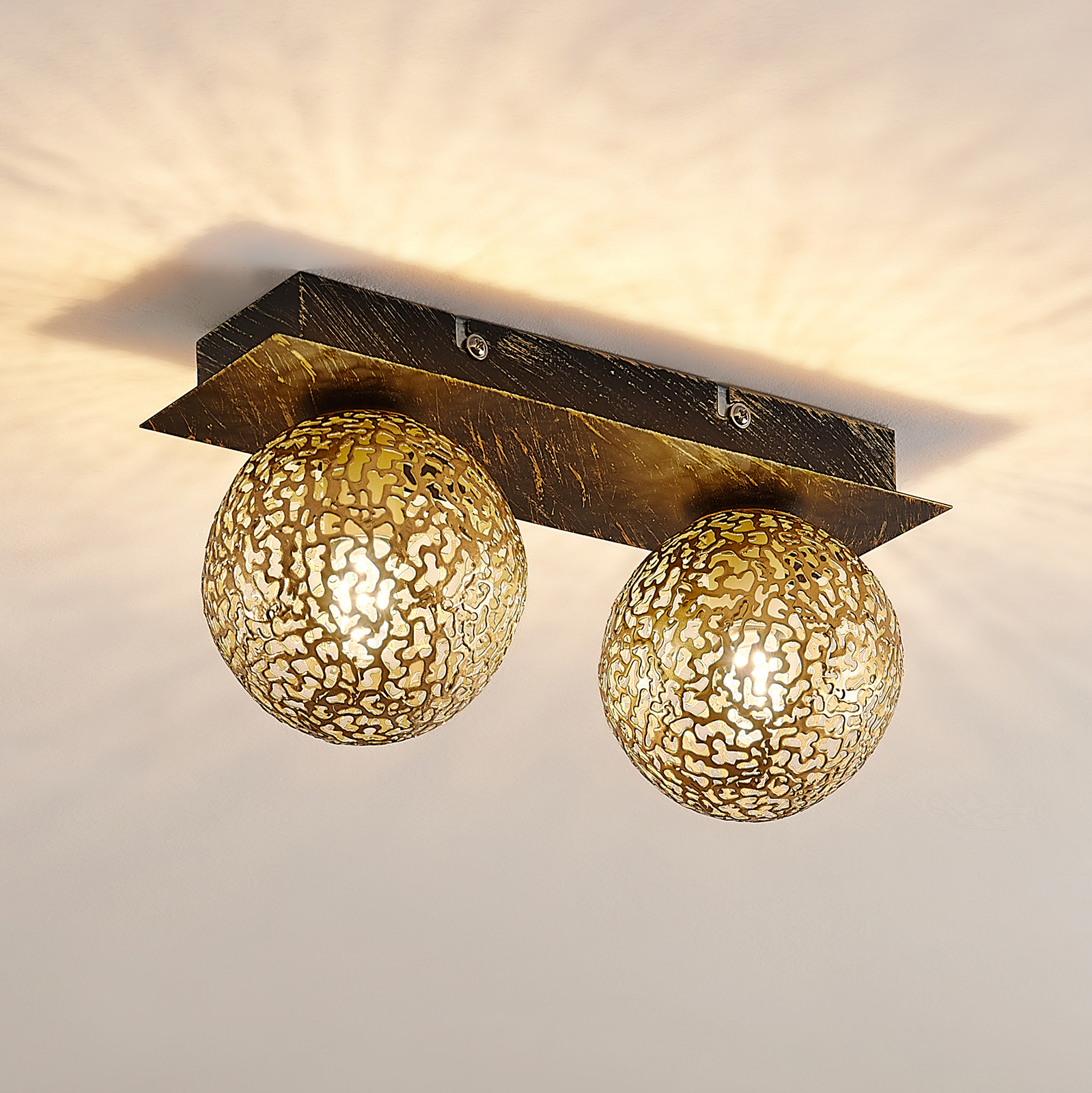 Lucande Evory ceiling light, angular, 2-bulb