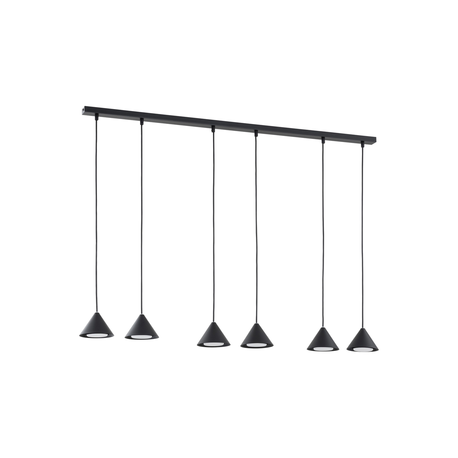 Elit hanglamp, 6-lamps, zwart, metaal