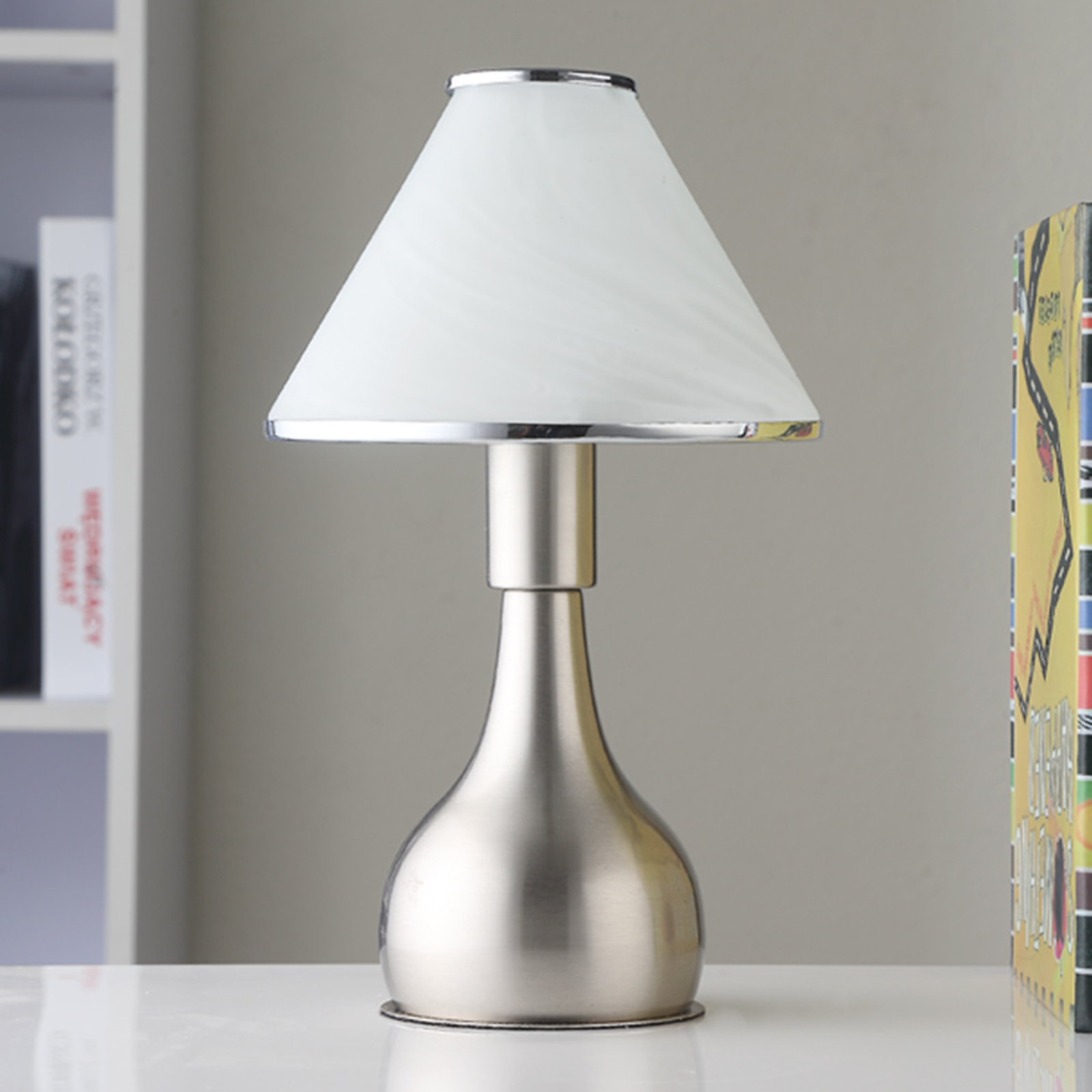Bedside table lamp Ellen made from glass and metal
