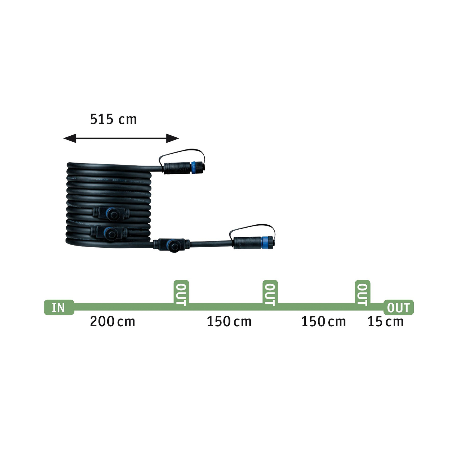 Paulmann Plug & Shine 94596 kabel 5m, 1 in/4 out