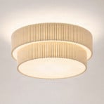 Plafonnier Lindby Tazia, Ø 50 cm, naturel/blanc, lin