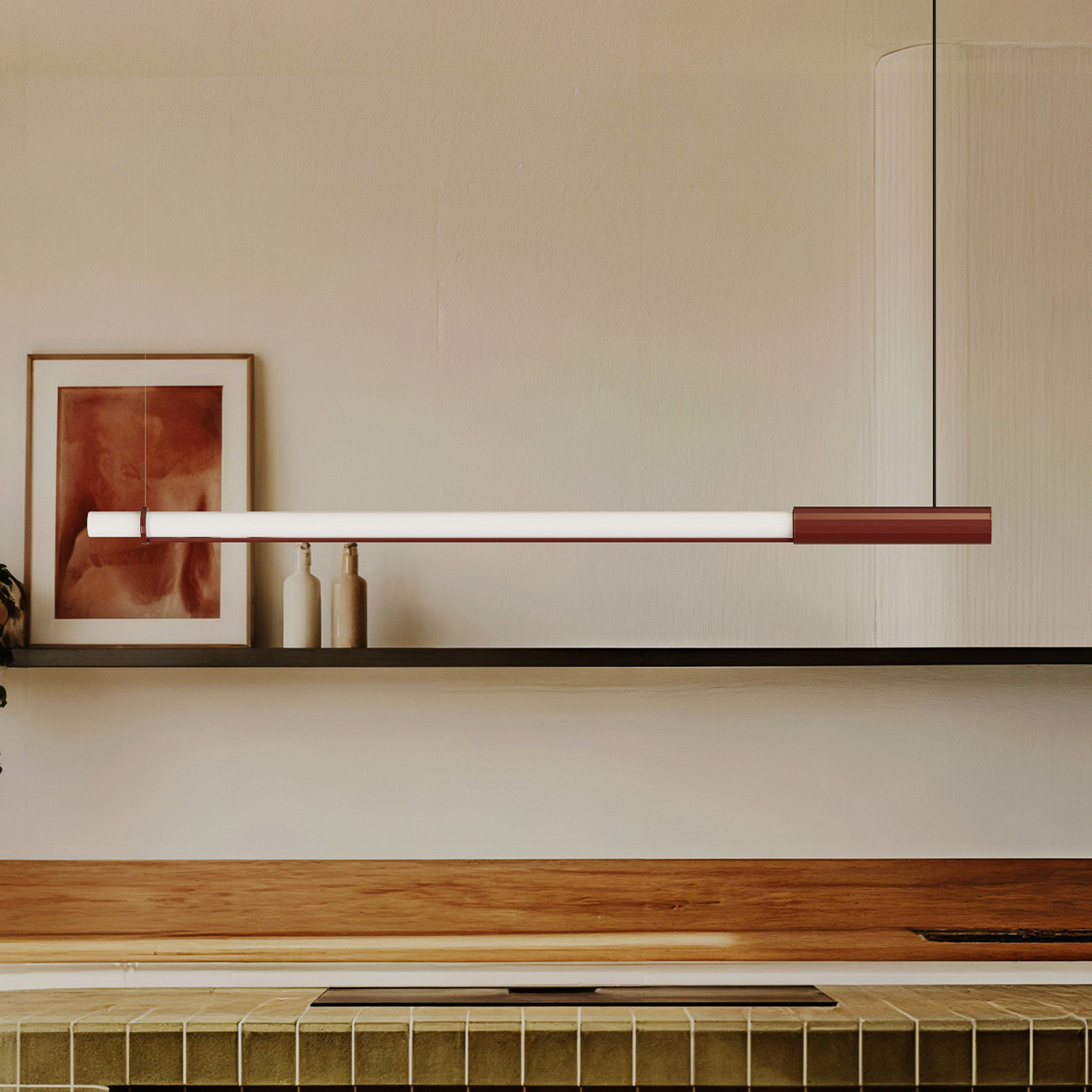 Lampada LED a sospensione In Fine, rossa, lunghezza 160 cm - DCW