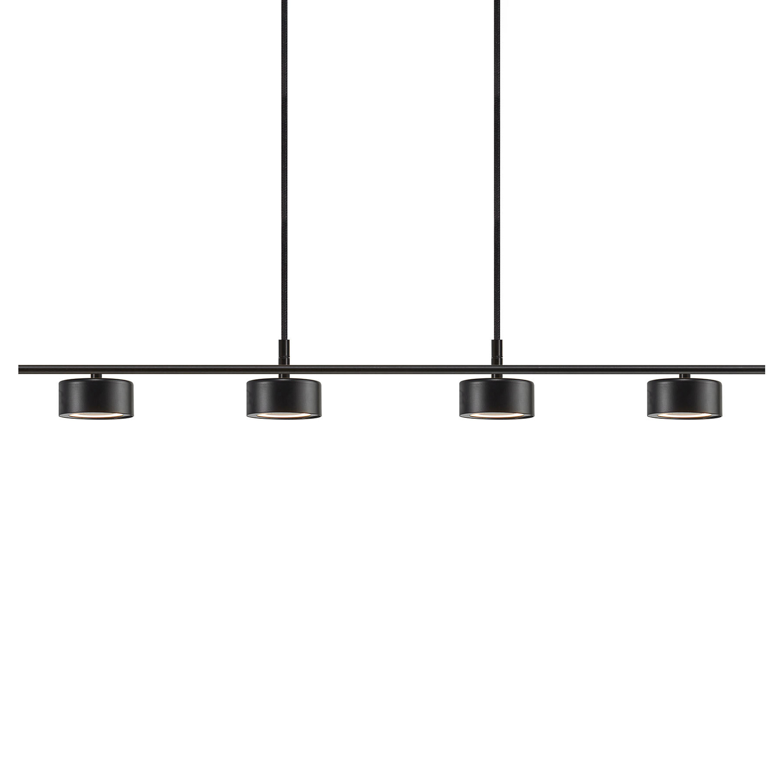 LED-pendellampe Clyde, 4 lyskilder, svart, lengde 115 cm