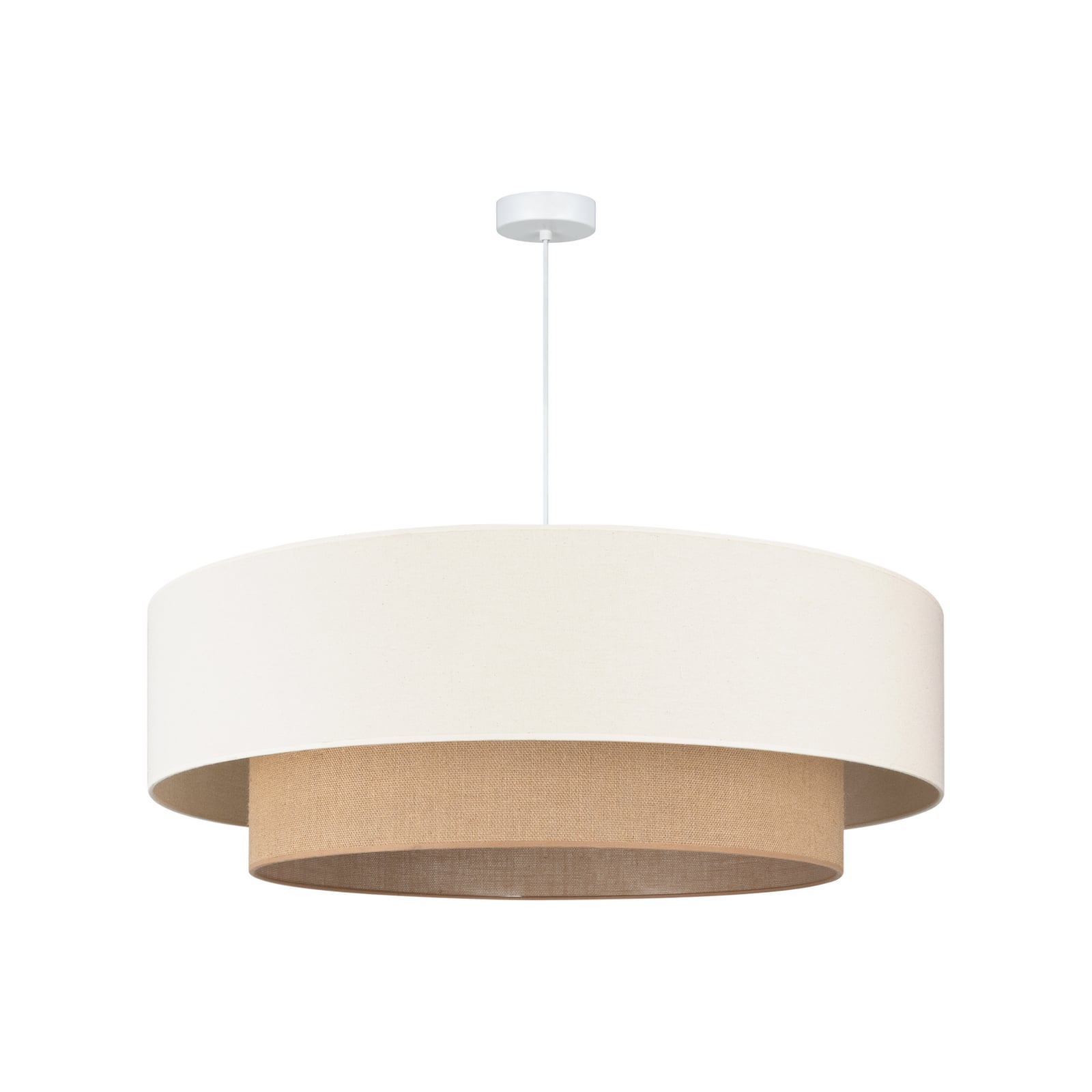 Lampada a sospensione Boho, beige/iuta, Ø 80 cm, tessuto, E27 - Duolla