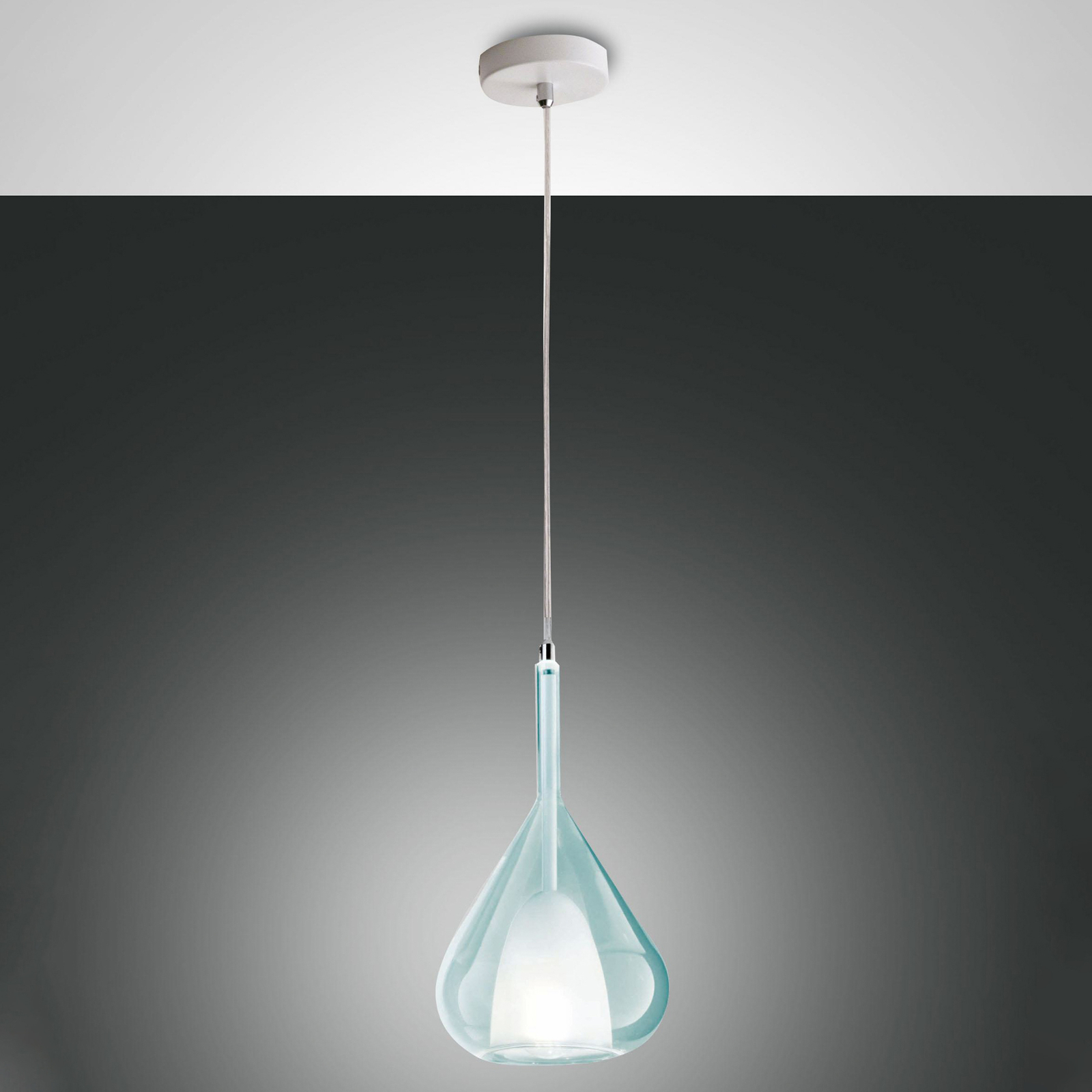 Hanglamp paars, azuurblauw, 1-lamp, glas