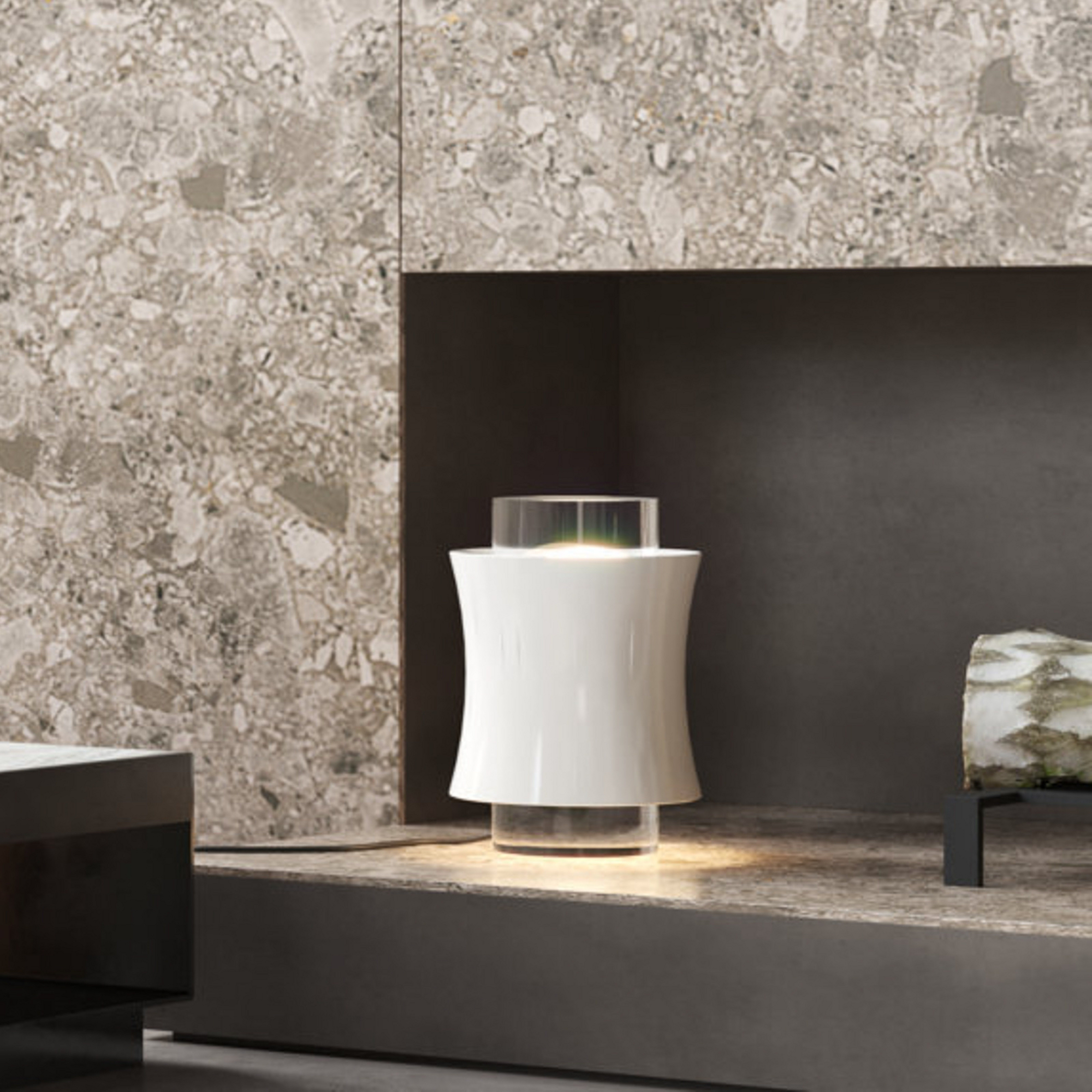 Lámpara de mesa Fez T1 de Prandina con cristal Mite