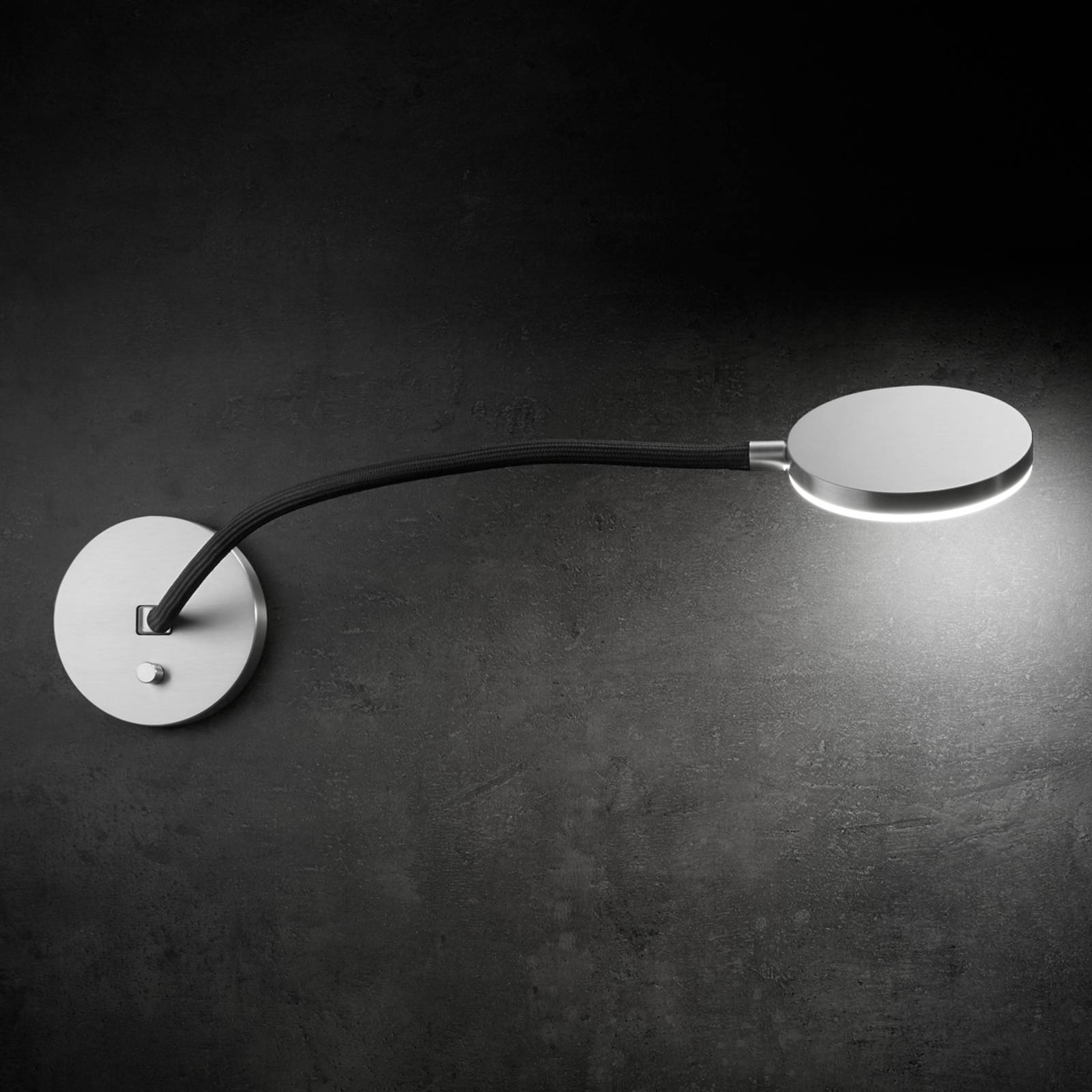 Holtkötter Chic Flex W LED wall light, for Living / Dining Room, metal, fabric, glass, 12 W, energy efficiency: A+