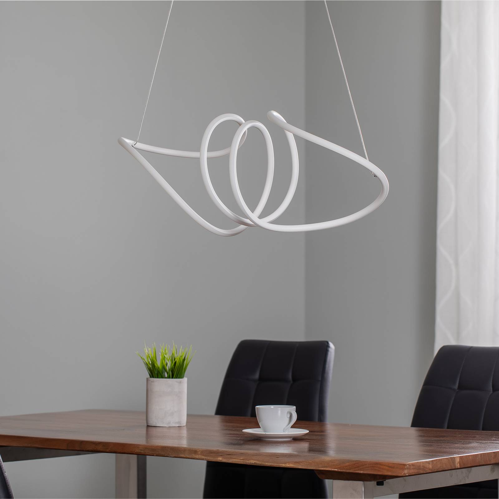 Lampa wisząca LED Loca, tworzywo sztuczne, biała, 56 W, długość 70 cm