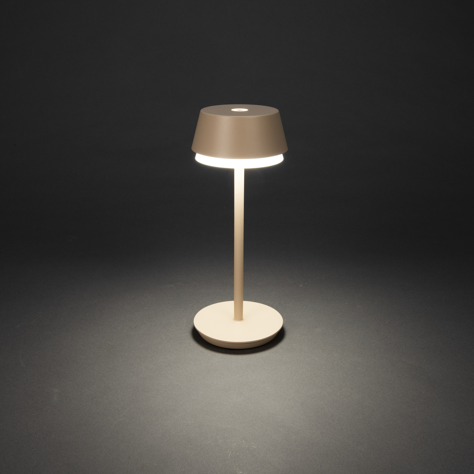 LED table lamp Lyon, sand-coloured, IP54, dimmable, CCT, RGB