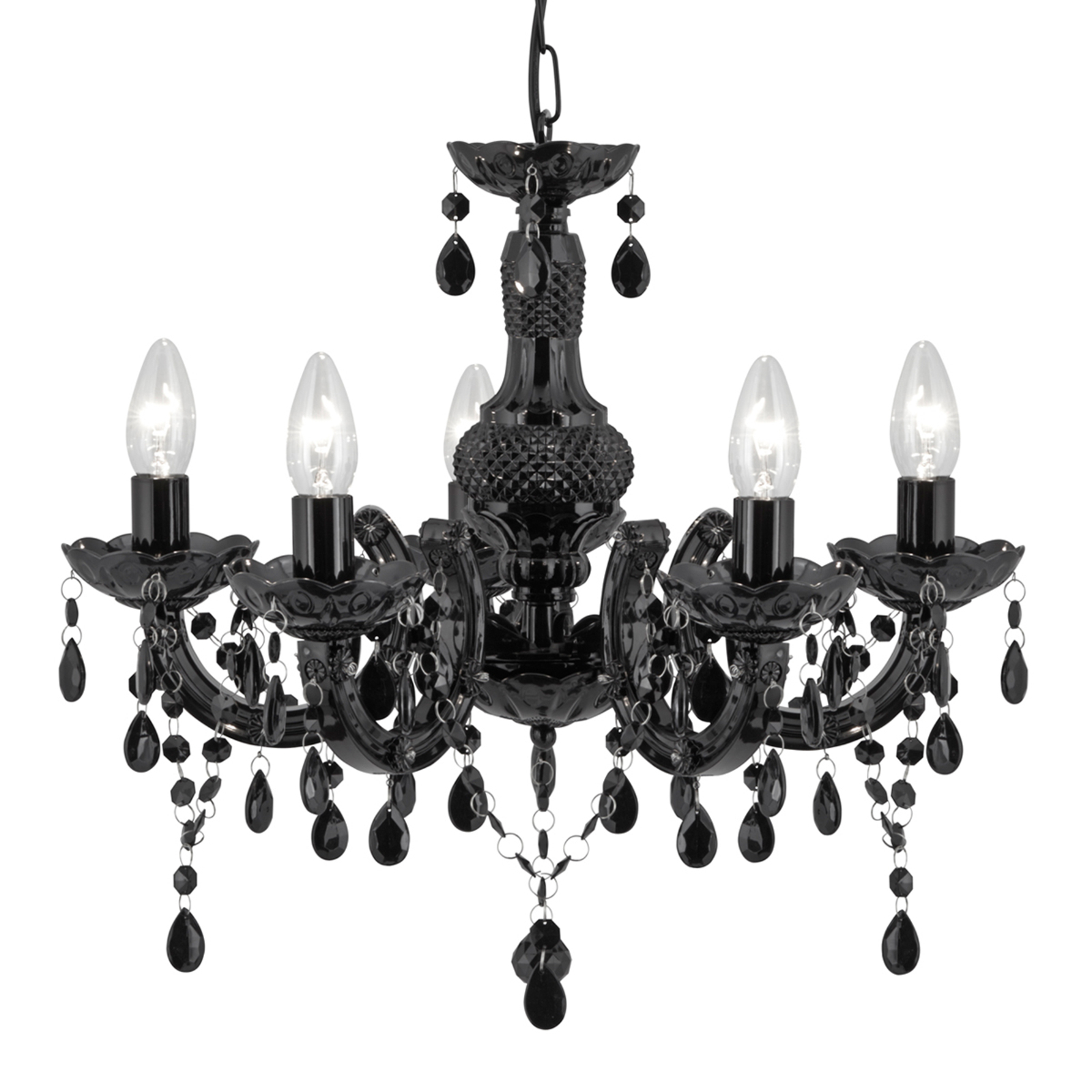 Marie Therese chandelier, black, 5-bulb