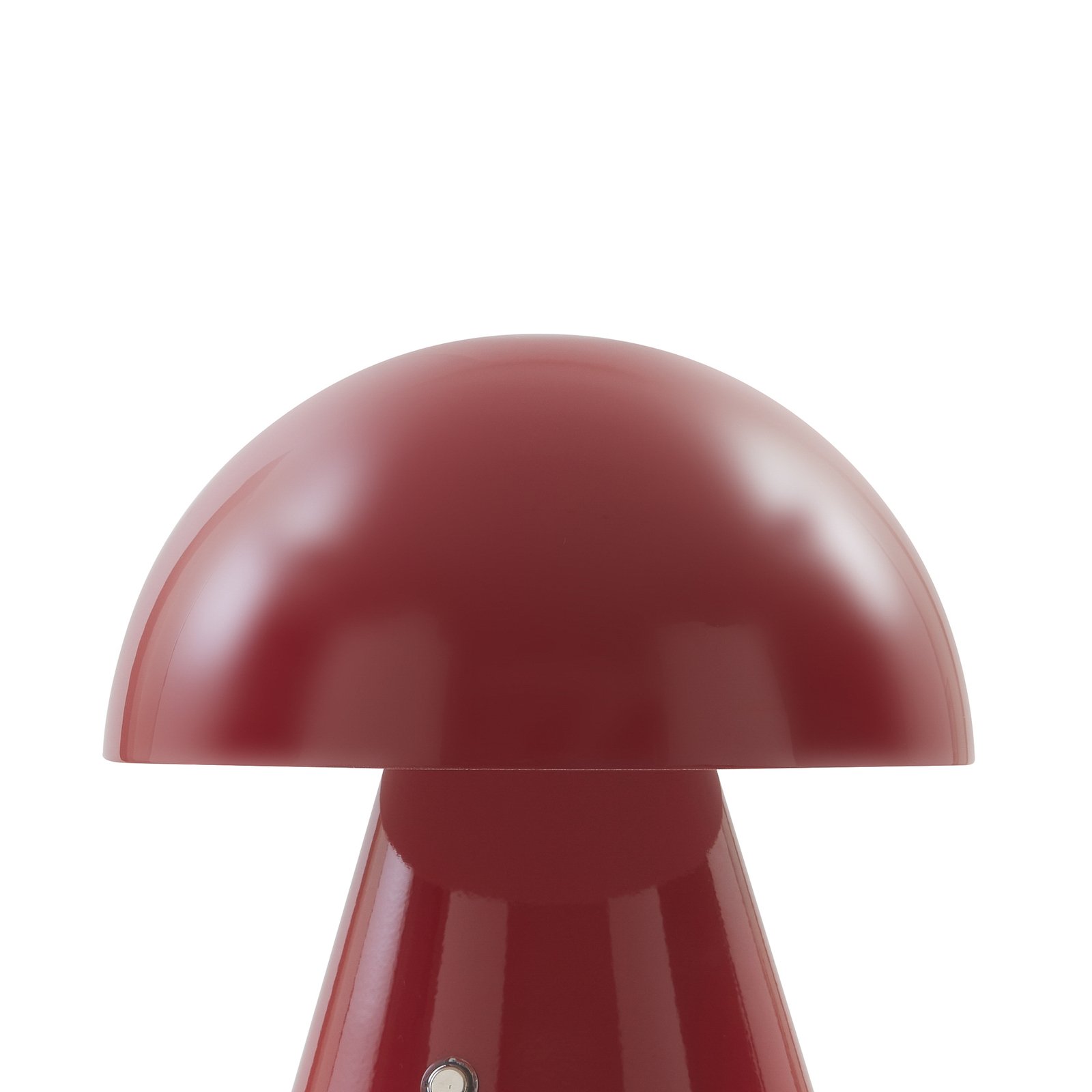 Lindby LED-Akkutischlampe Nevijo, rot, Ø18cm, USB, Dimmer