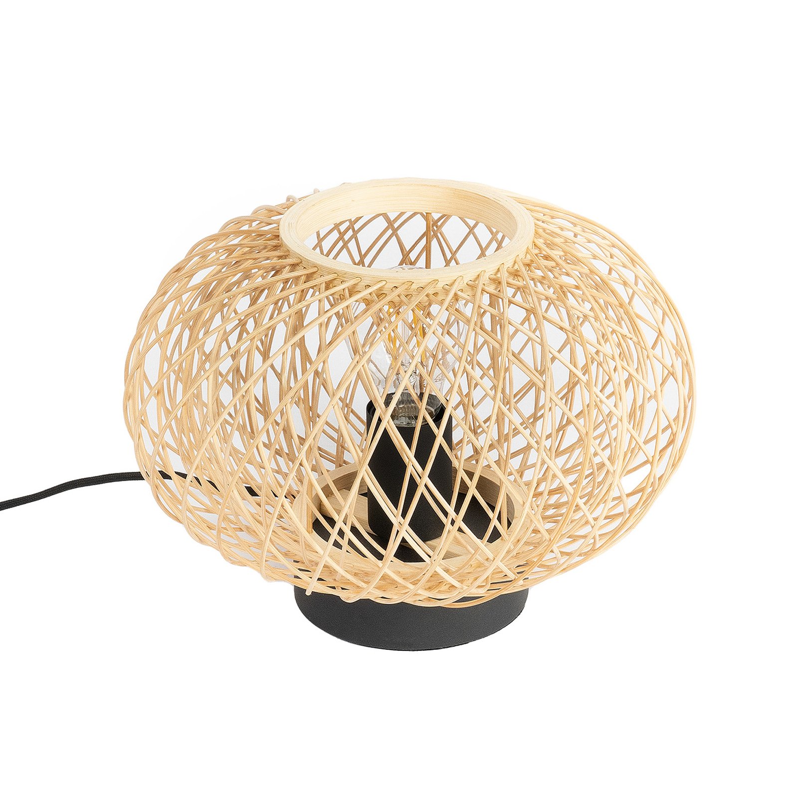 Lindby Solvira tafellamp, bamboe vlechtwerk, rond