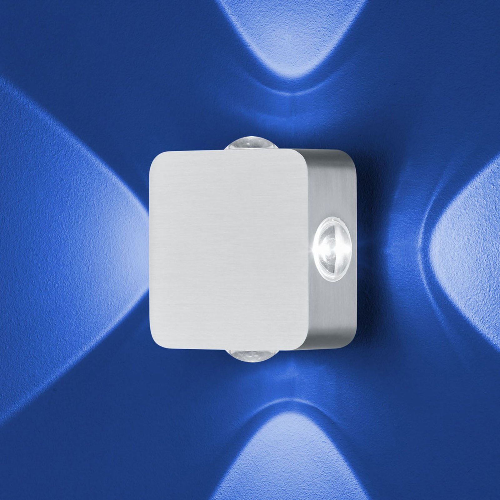 B-Leuchten Prince wall light IP54, 12 x cm, for Living / Dining Room, aluminium, 4 W, energy efficiency: A+, W: 12 cm, H: 12 cm