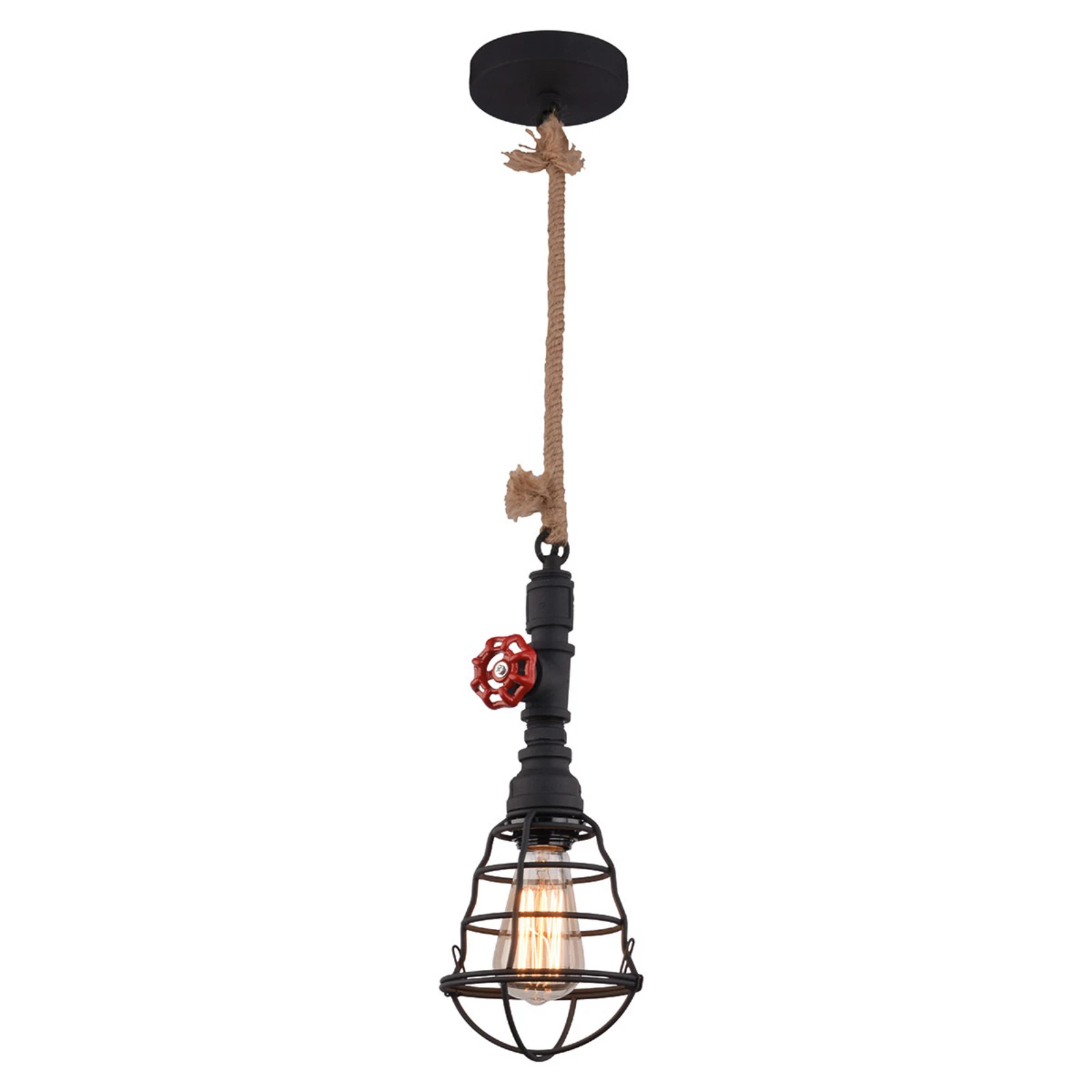 Hanglamp in industrieel ontwerp, zwart