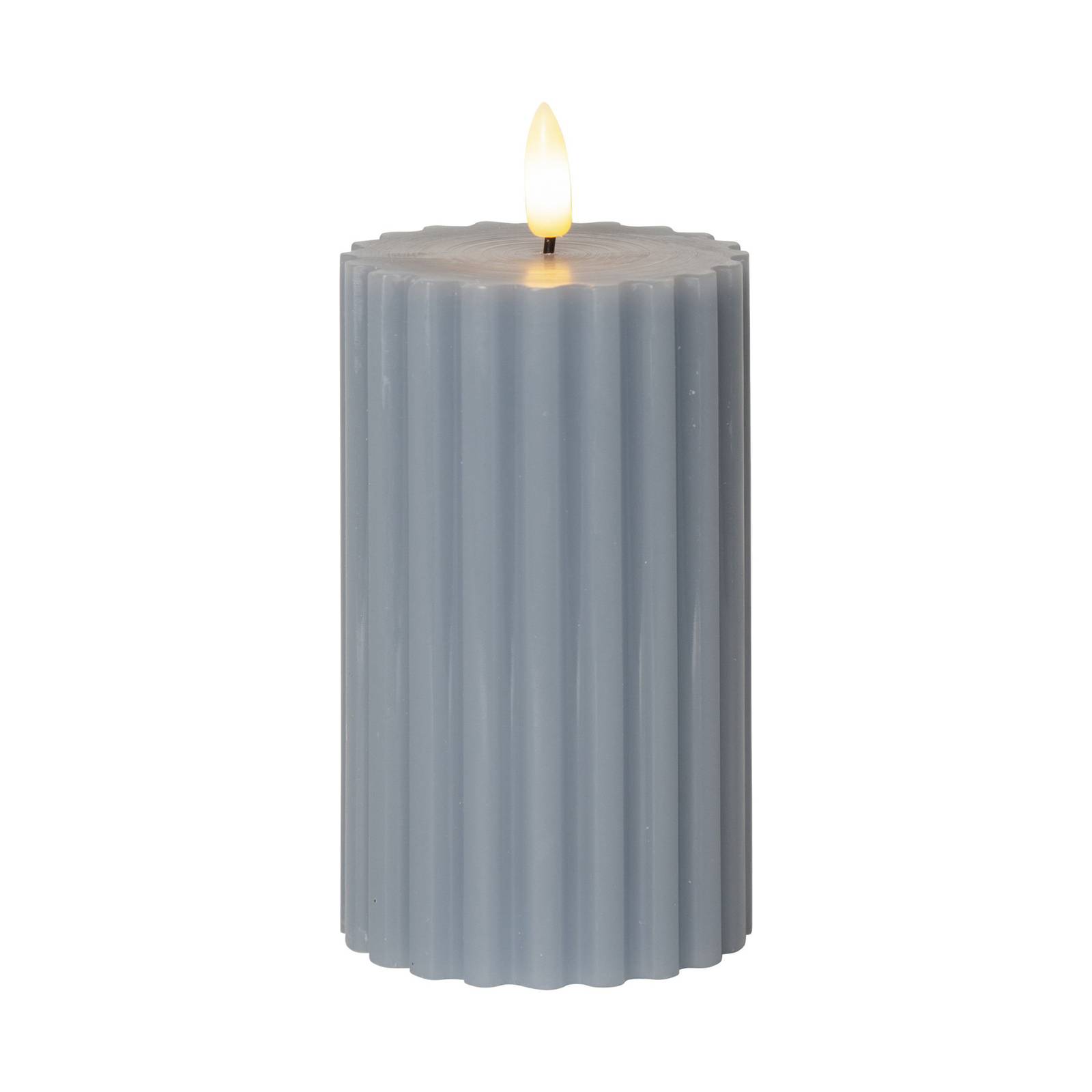 LED-Kerze Flamme Stripe blau 15 cm Echtwachs Batteriebetrieb