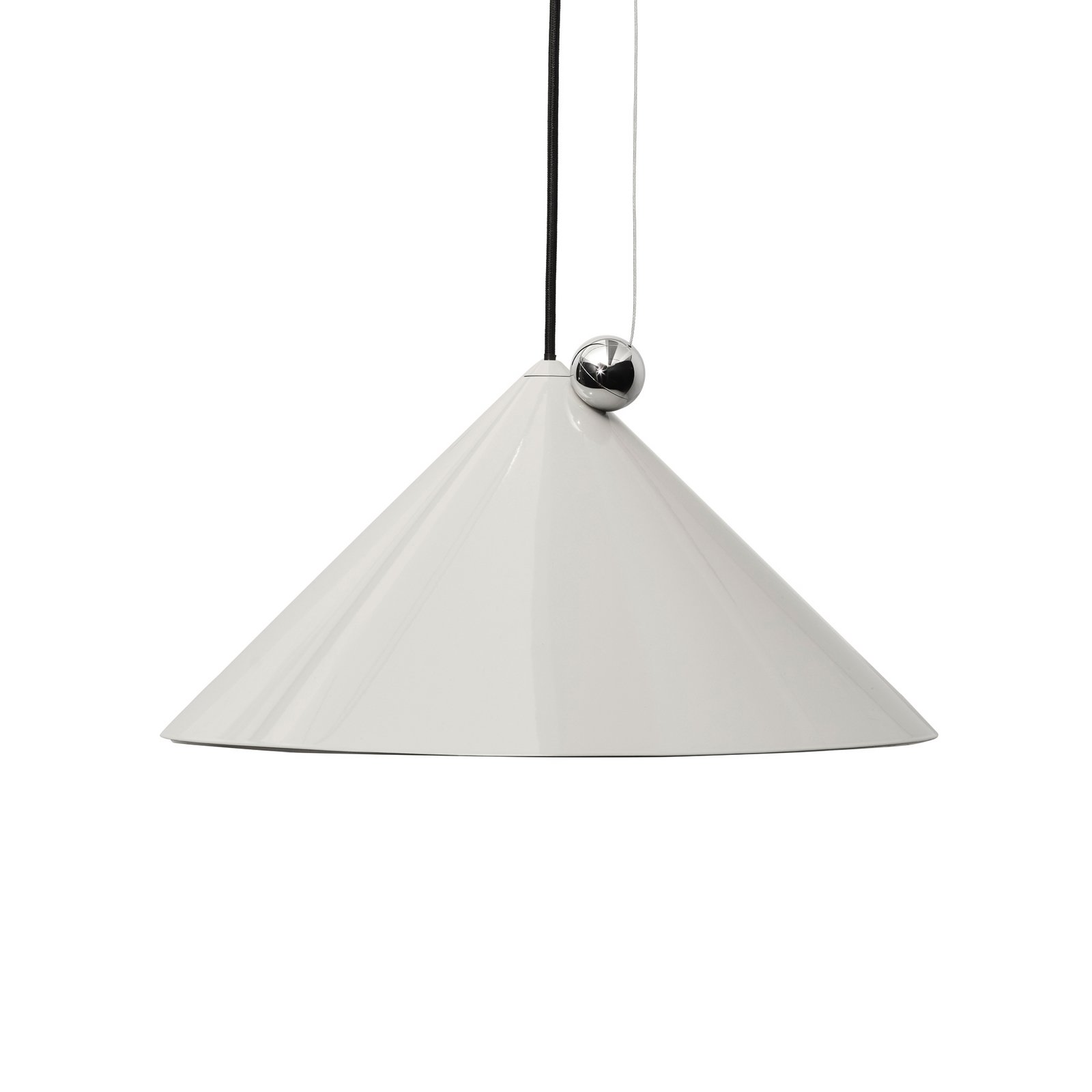 Candeeiro suspenso LED Pose da Tom Dixon, cinzento-bege, Ø 43 cm, aço regulável