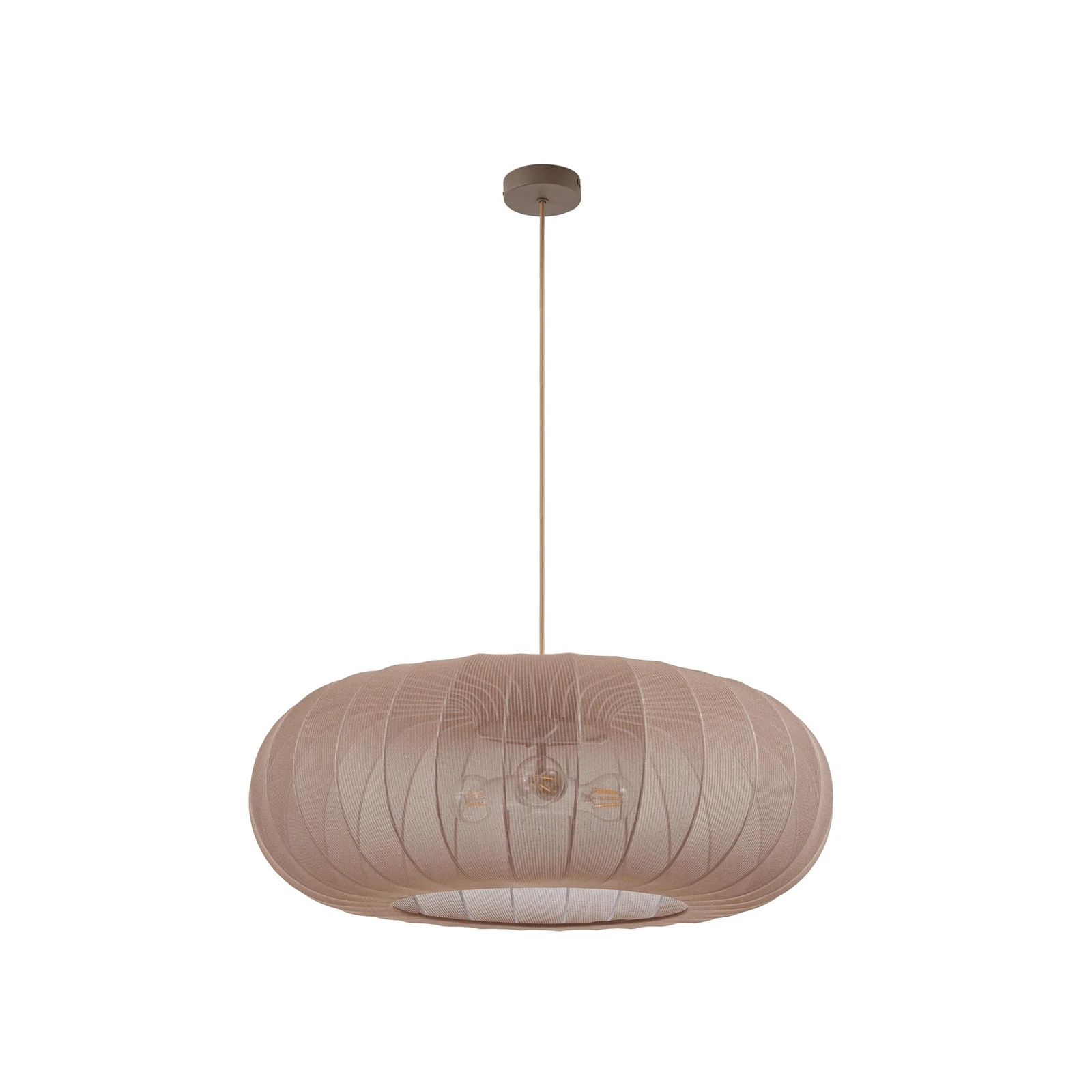 Lindby hanglamp Helin, bruin, Ø 70 cm, textiel, 3 x E27