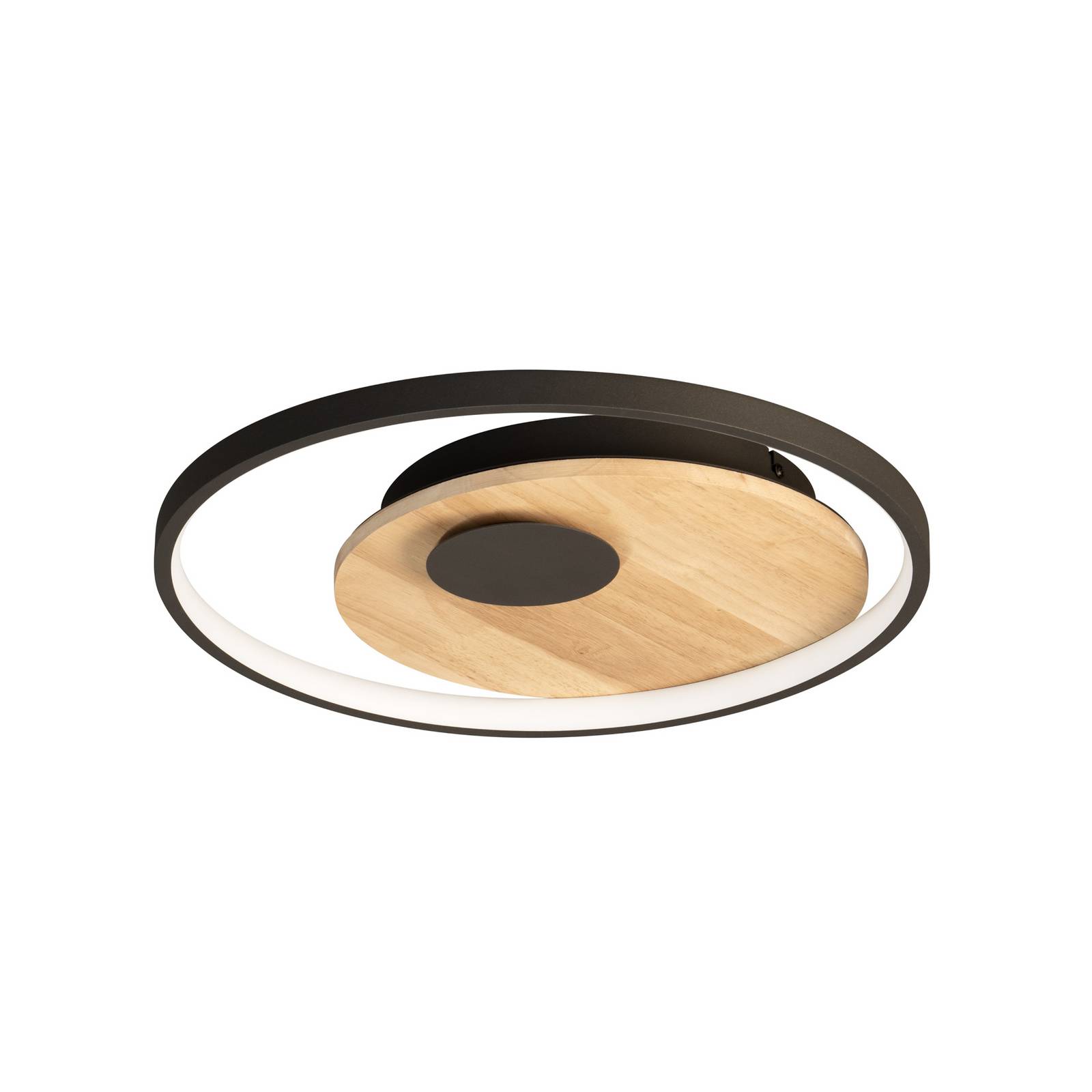 LED-Deckenlampe Marit, Ø 40 cm, sandschwarz, Metall/Holz