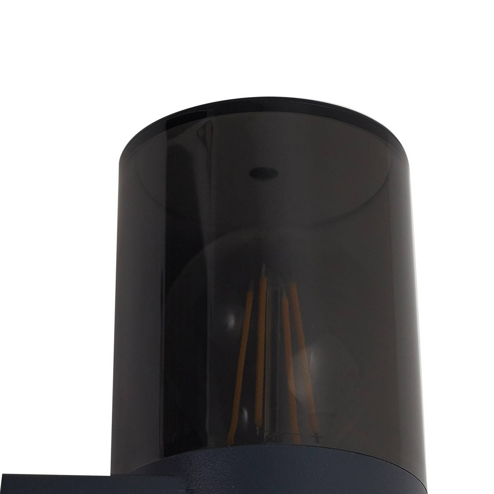 Zewnętrzny kinkiet Lindby Heulo, Ø 8 cm, dymny szary, aluminium