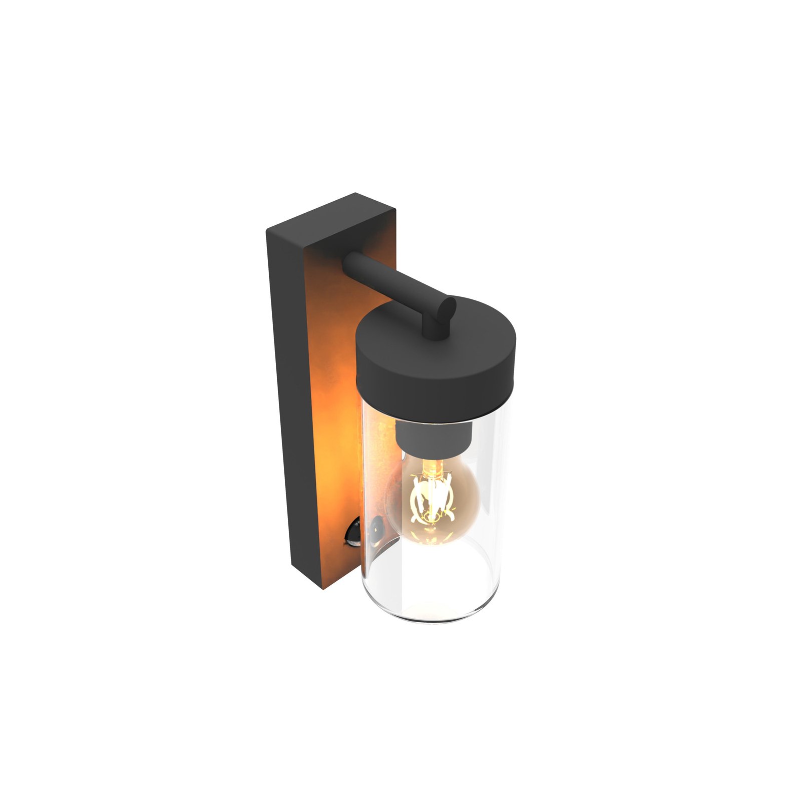 Calex sensor outdoor wall light, aluminium, socket below, black