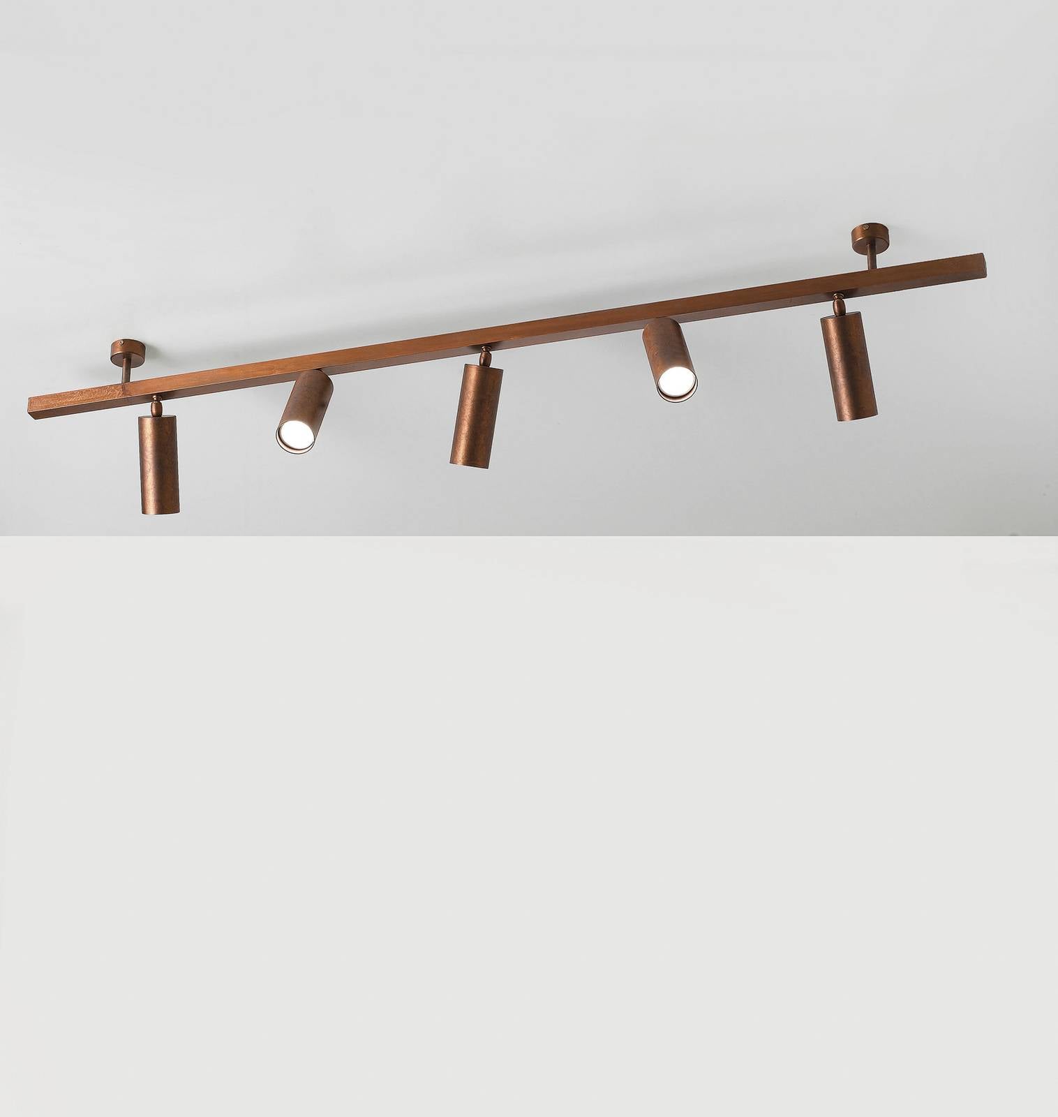 Cremasco Plafonnier 7534, bois bruni, à 5 lampes, GU10