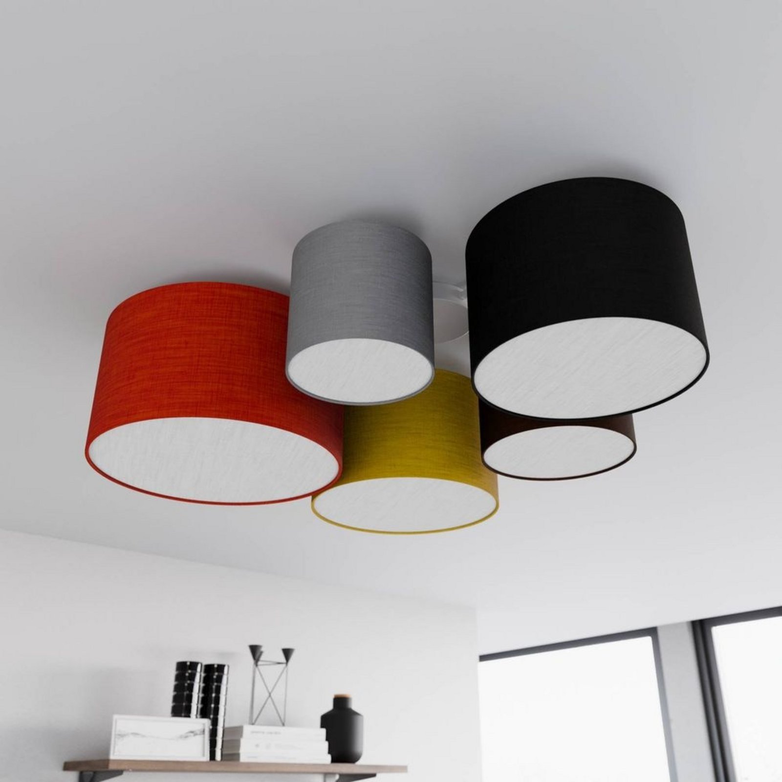 Laurenz 5 Plafond Red/Yellow - Lindby