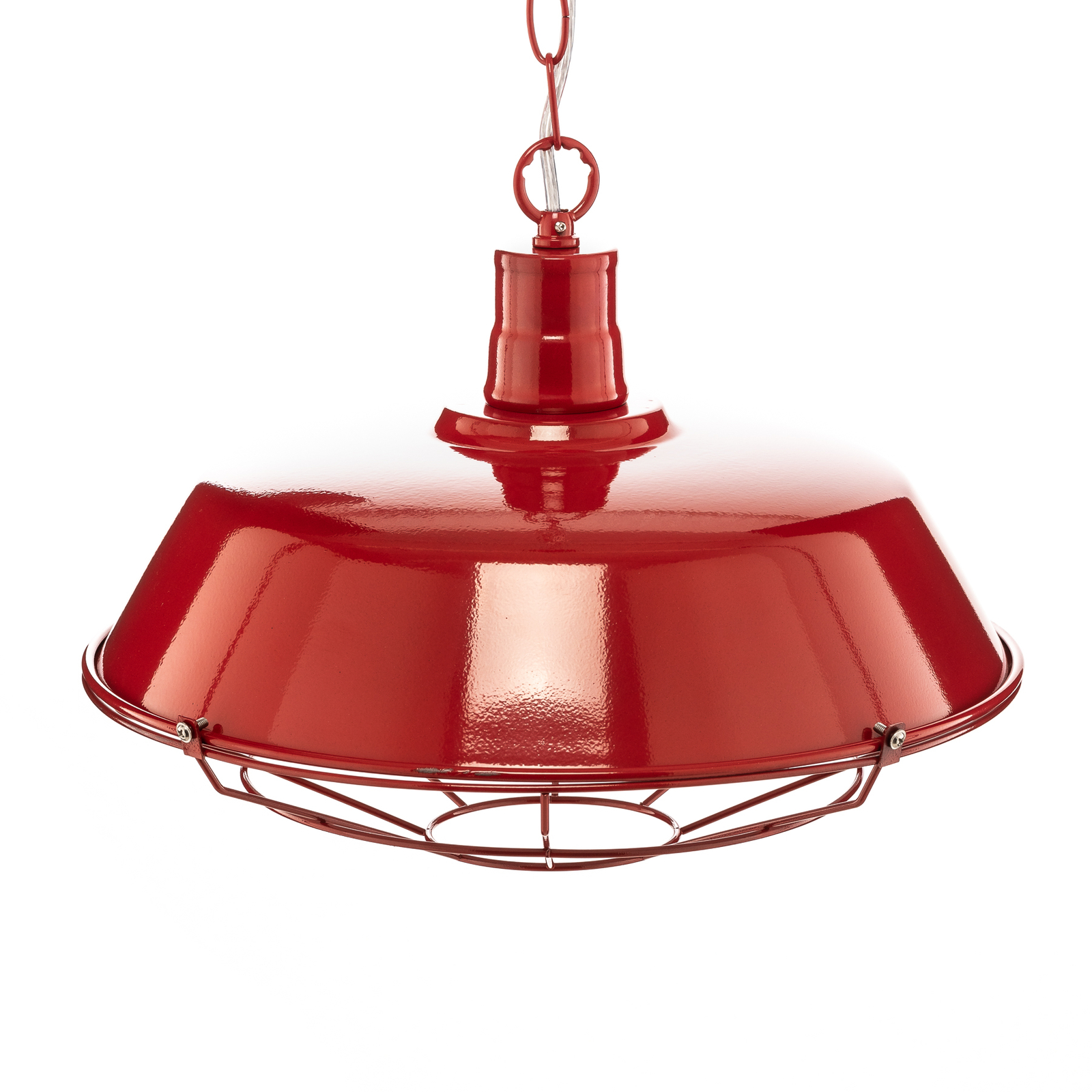 Grill pendant light, metal with lattice, red Lights.co.uk
