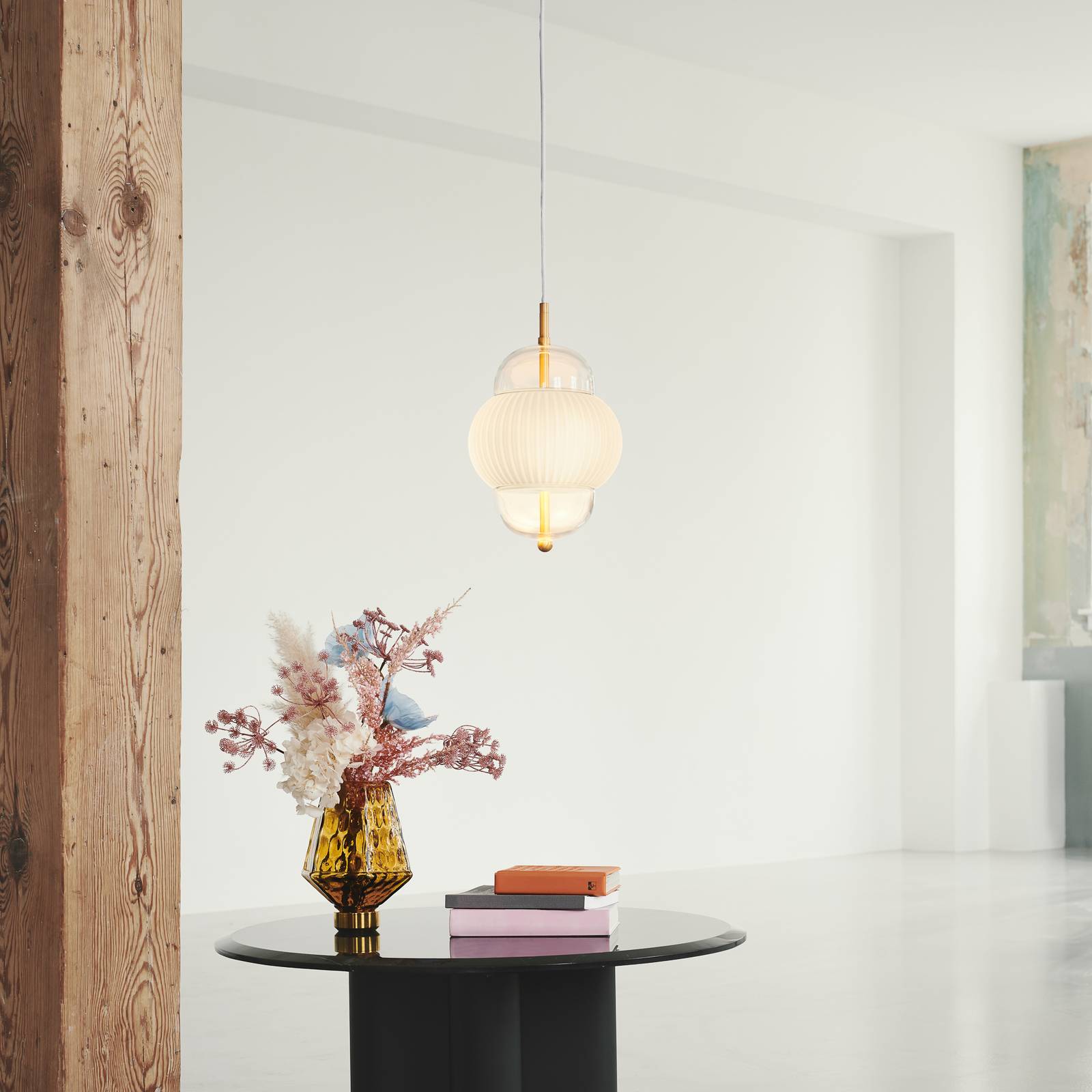 Design by us shahin függőlámpa, ø 23 cm, 3-as lámpa, fehér / világos, üveg