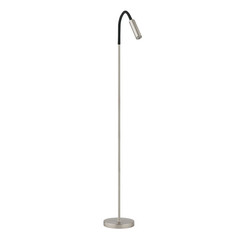 De pie LED Rocco, níquel mate brazo flexible negro