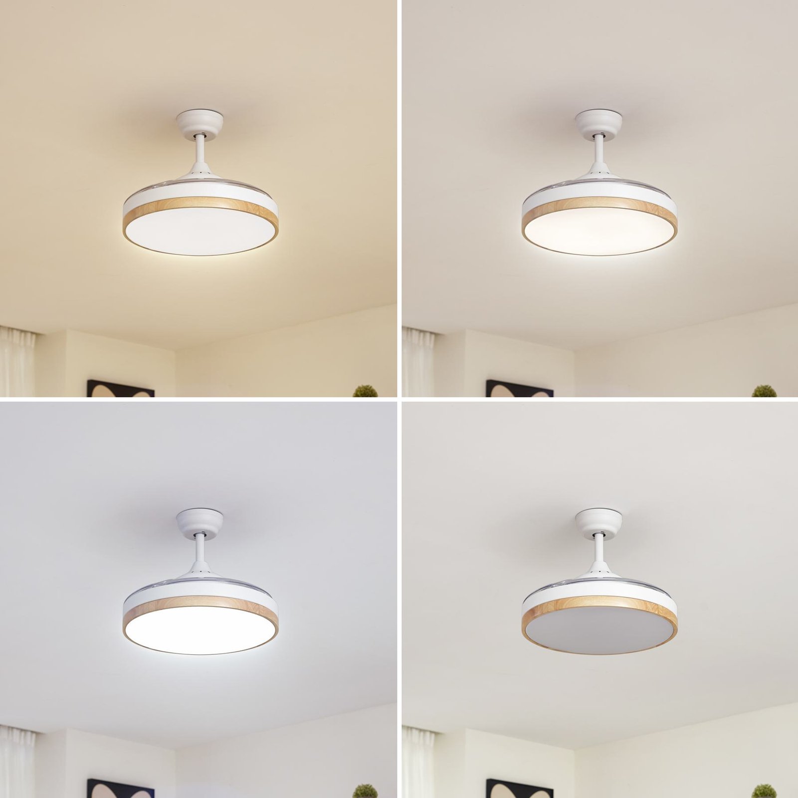 Lindby LED-Deckenventilator Oras, weiß, DC, leise, Ø 107 cm