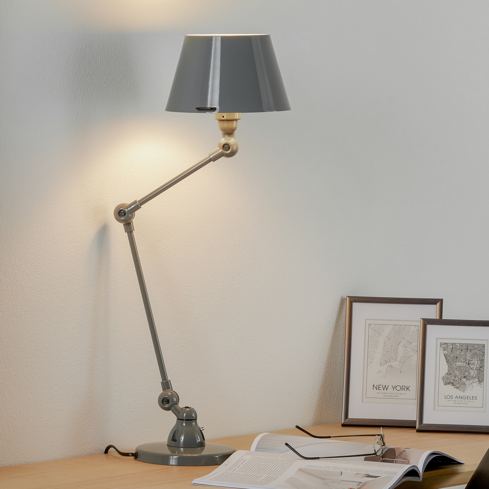 JIELDÉ Jieldé Aicler AID373 table lamp, grey, for Living / Dining Room, aluminium, steel, E14, 25 W, energy efficiency: A++, H: 59 cm