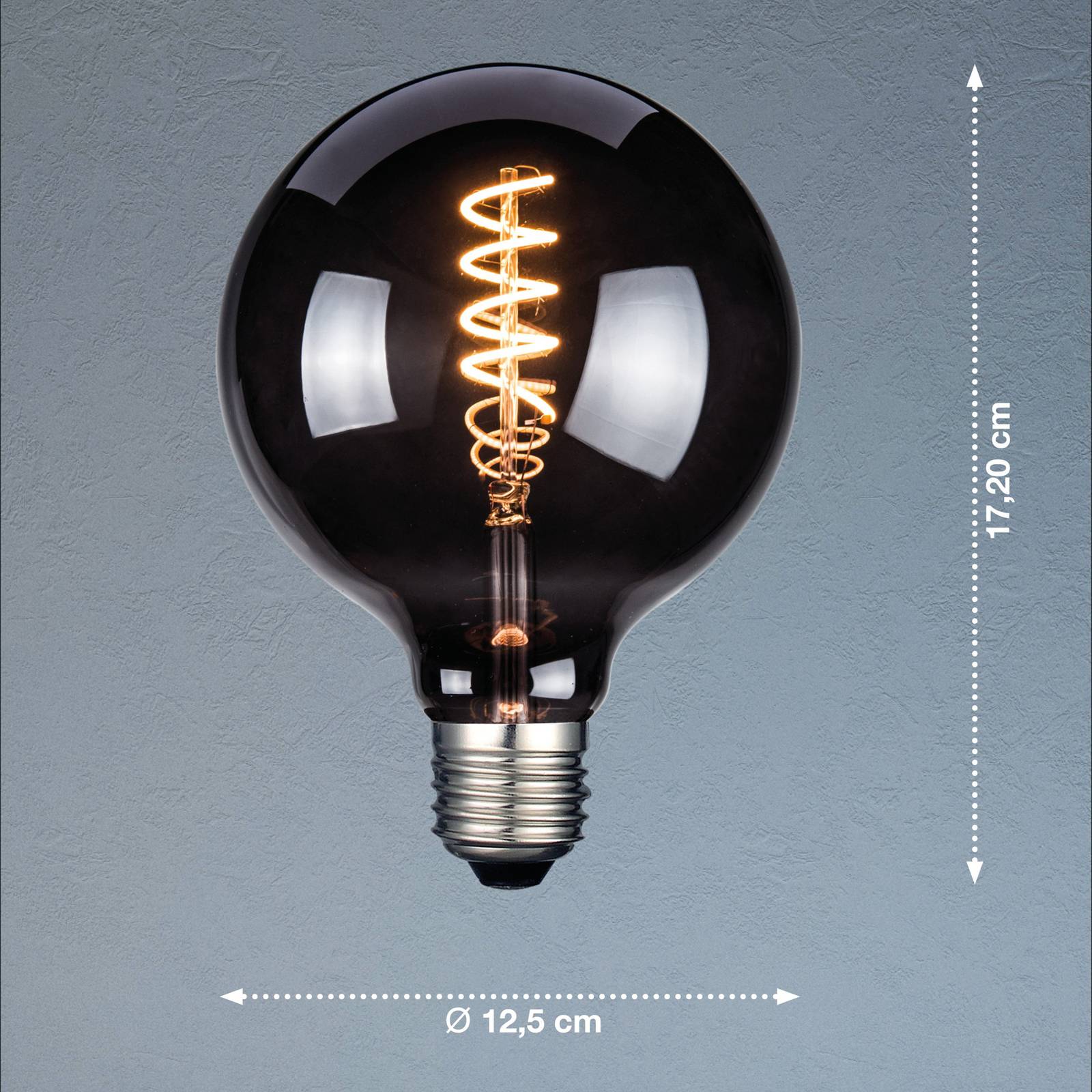 FH Lighting LED-lampa E27 G125 rökfärgad 4 W 1800 K 60 lm