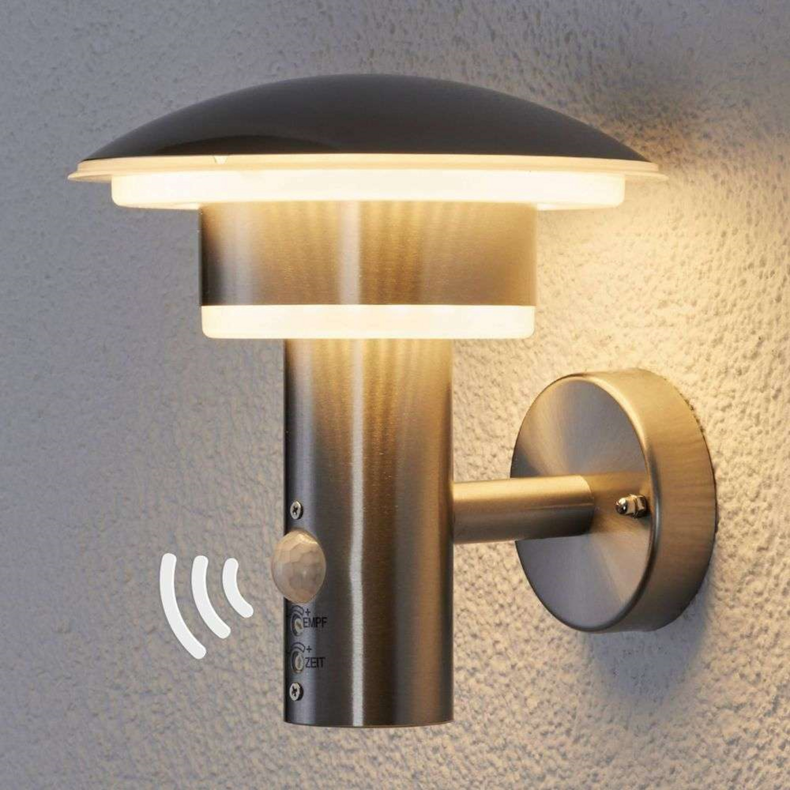 Lillie Candeeiro de Parede Exterior com Sensor Steel - Lindby